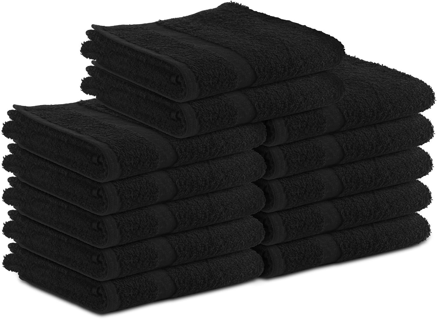 Cotton Salon Towels (24-Pack, Black,16x27 inches) - Soft Absorbant Quick Dry Gym-Salon-Spa Hand Towel
