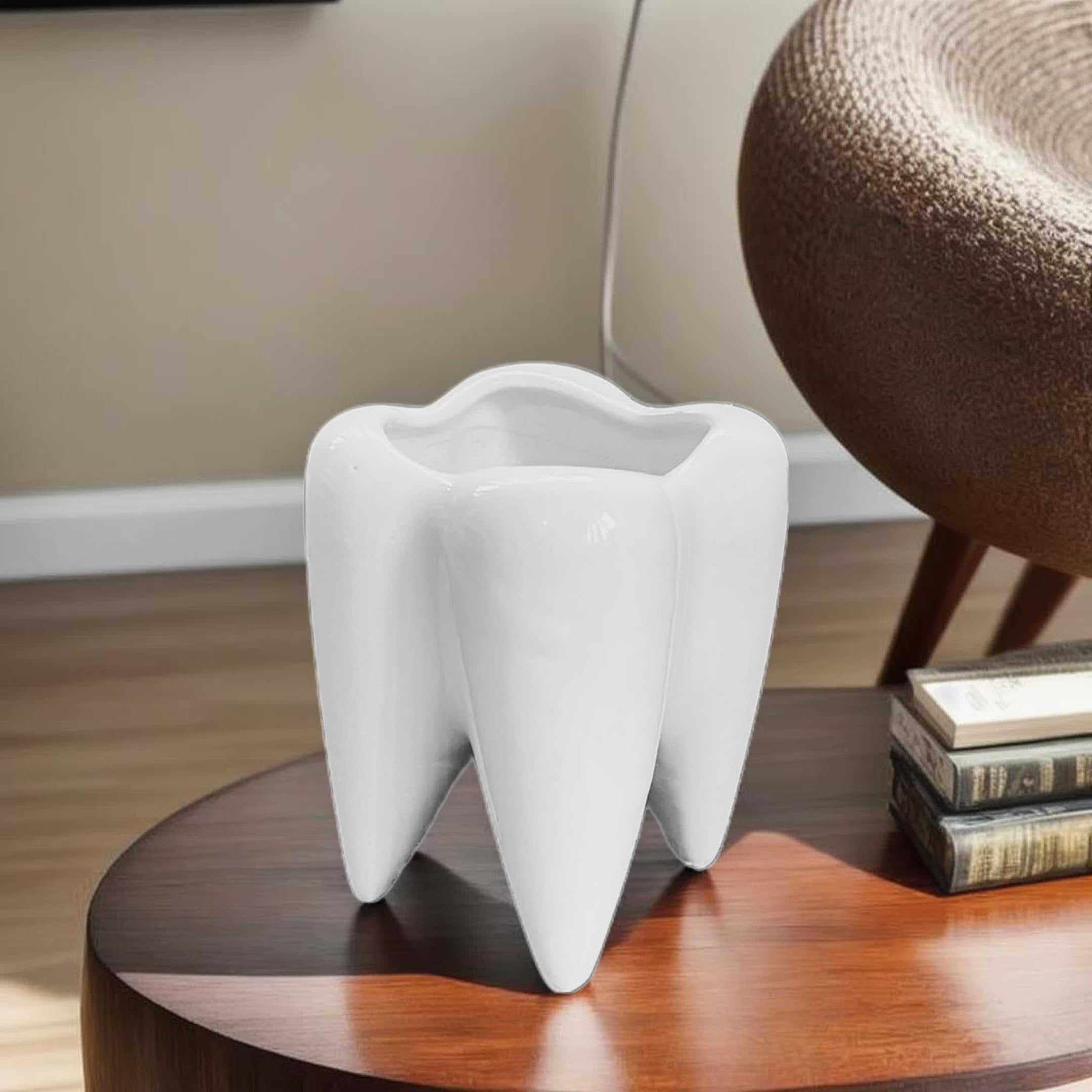 Cute Tooth Shaped Ceramic Planter White pot for Home Decoration Dental Shaped Dentist Gift Dental clinical decoration (Planter only) (B0CQWZ3NM4) Amazon Price History, Amazon Price Tracker