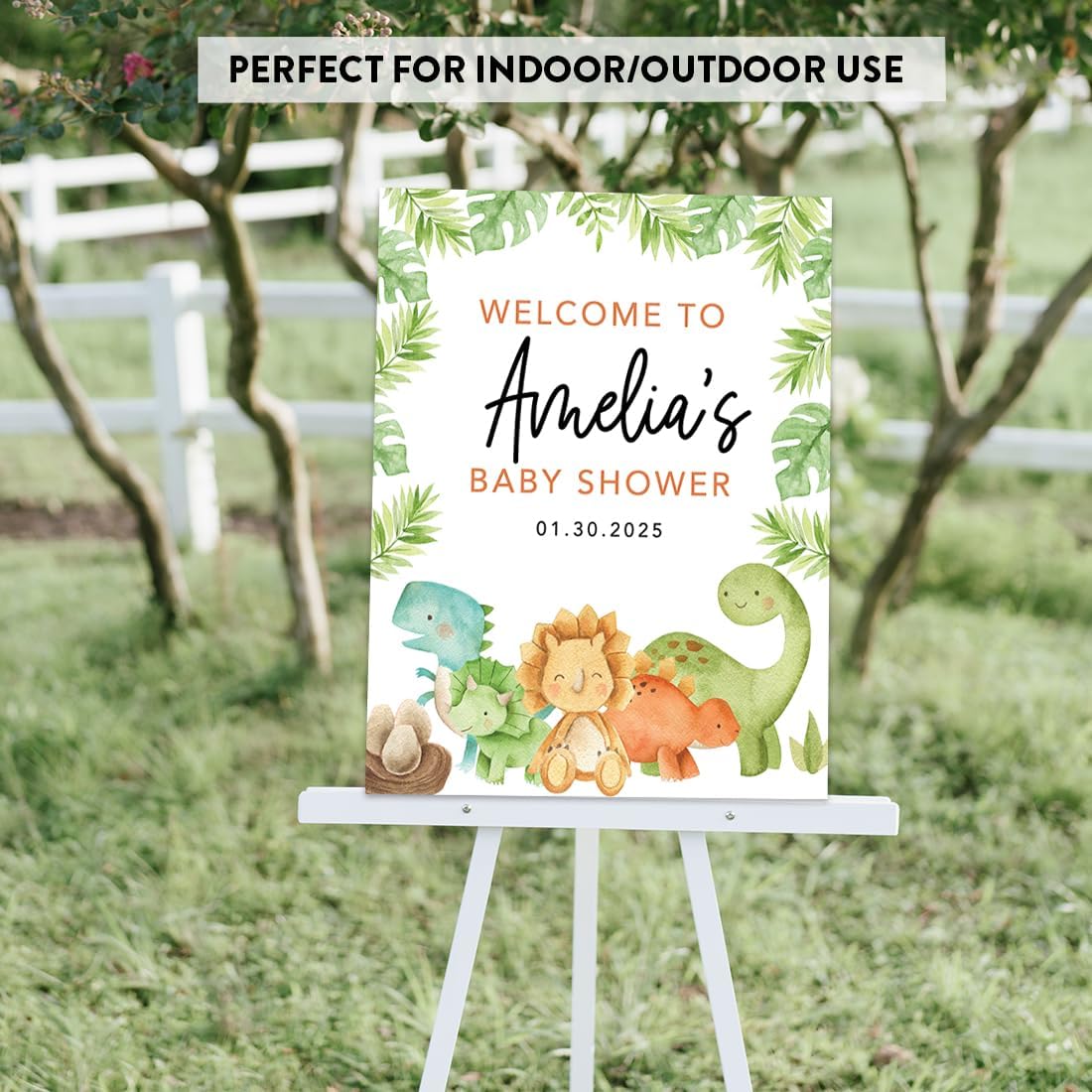 Andaz Press Dinosaur Baby Shower Decorations, Personalized Baby Shower Sign, Custom Dino Baby Shower Sign In Guest Book Alternative, Hatching Soon Welcome Baby Shower Sign, 16x20 Canvas