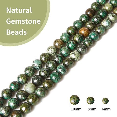 Miniatura 4 de 60 piezas de cuentas de turquesa africana natural de 6 mm, cuentas de gema redondas sueltas para hacer joyas