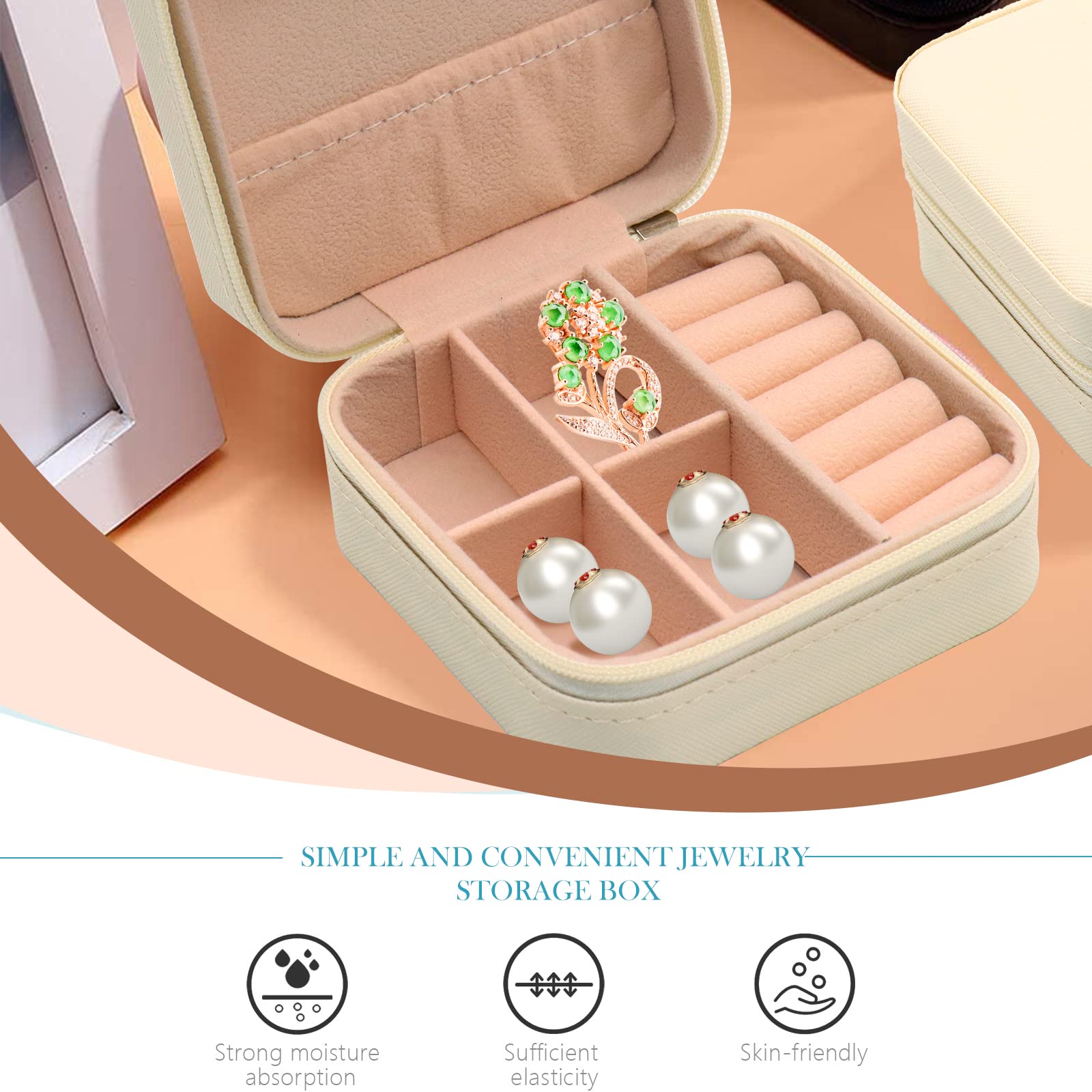 Mini Boîte à Bijoux Voyage En Simili Cuir - Organisateur Portable Avec Compartiments - Idéal Cadeau Fille, Femme, Amie