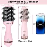 Dual Voltage Travel Hot Air Brush |One Step Volumizer Small Hair Dryer and Styler | Upgrade 2 inch Titanium Blow Dryer Brush for All Hair Types | 4 in 1 Hair Dryer Brush Blow Dryer with Storage Bag and Adapter | Global Travel Friendly | Pink 6126A