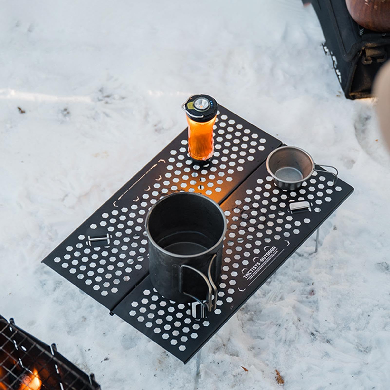 Mały składany stół, przenośny, metalowy, antypoślizgowy, oszczędność miejsca, mały składany stół, artykuły kempingowe, do wewnątrz, na zewnątrz, wędrówki, wędrówki z plecakiem, wspinaczkę, piknik