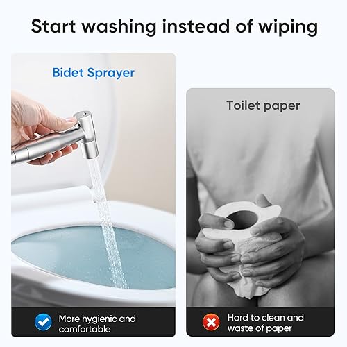 Miniatura 2 de Arofa Pulverizador de bidé de mano para inodoro, paquete de 2 grifos de bidé para inodoros existentes, rociador de chorro de pañales de tela, ducha