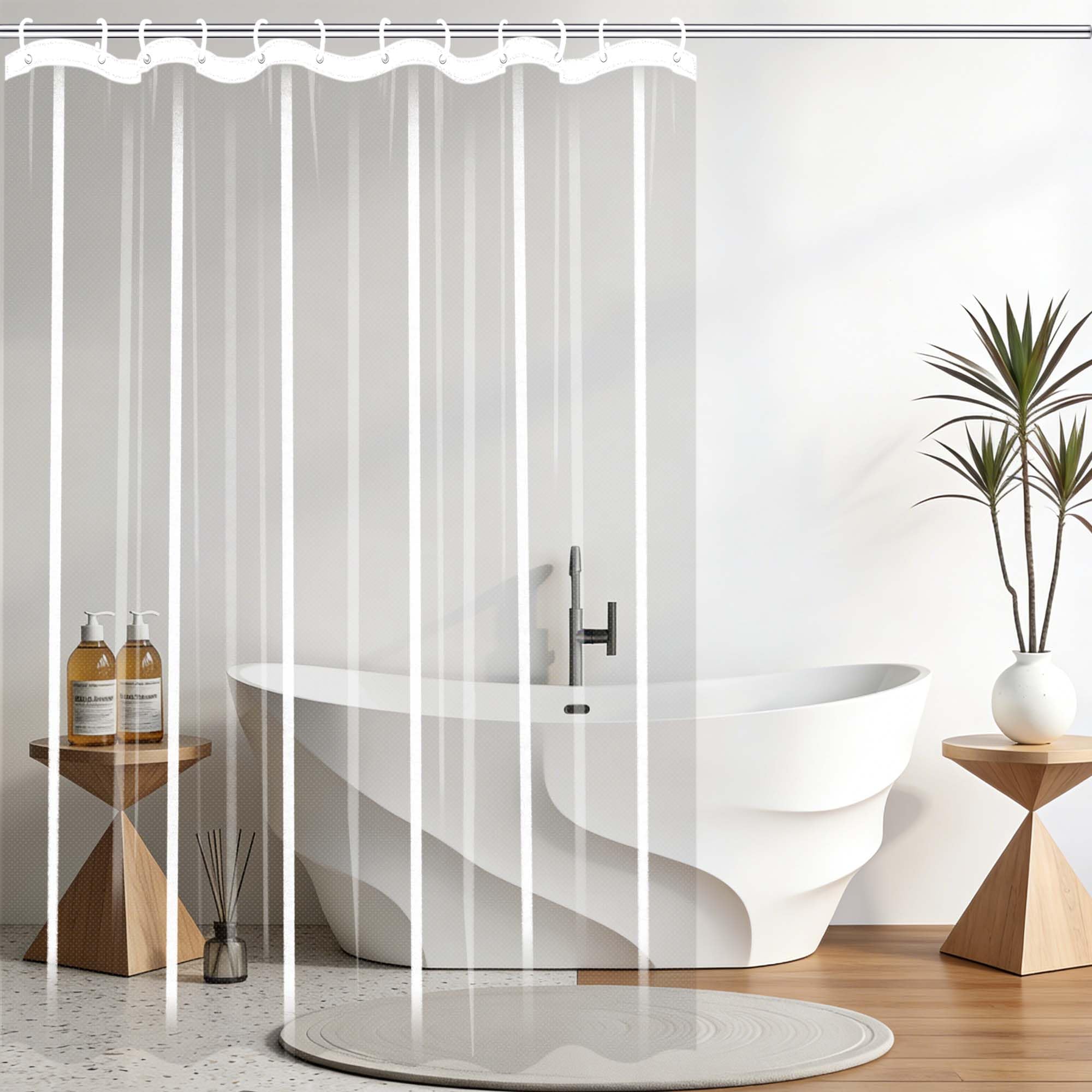 Rideau de douche anti-moisissure transparent contre les inondations de salle de bain