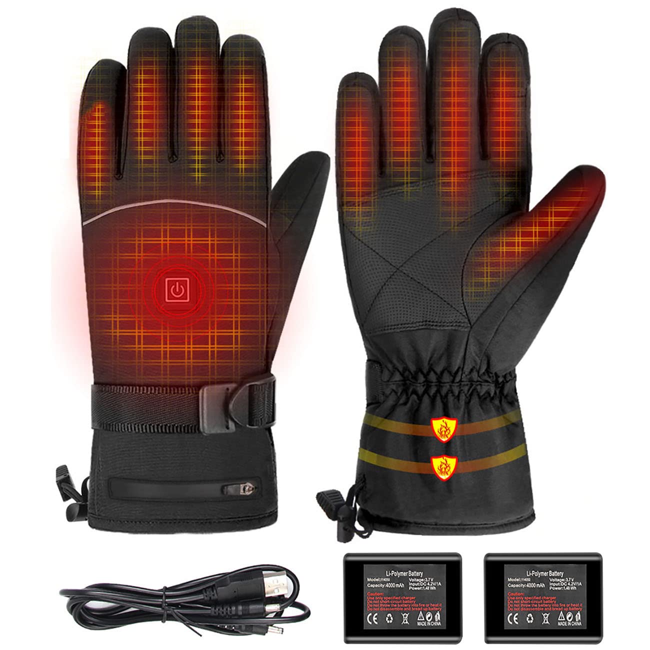 Gants chauffants électriques à 3 niveaux de température homme femme
