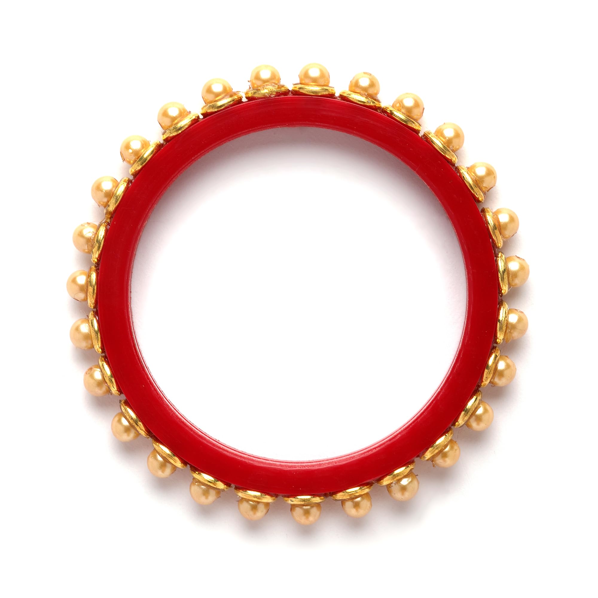 Gold-Plated Champagne Pearl & Zircon Gemstone Studded Handcrafted Bangles (2.4)