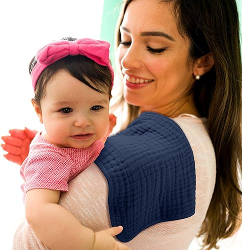 Miniatura 6 de Remagr Paquete de 12 paños de muselina para bebé, 6 capas de algodón suave de 10 x 20 pulgadas, grandes, de muselina de varios colores, género