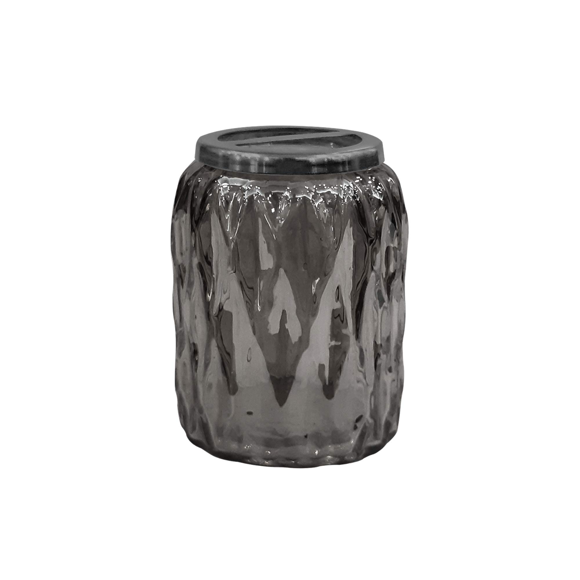 nu Steel GLA328D-4 Glacier Glass with Black Finish Metal Trim Holders for Toothbrushes, Makeup Brushes Storage, Bath Collection, Bathroom Vanity Countertops-Smoke