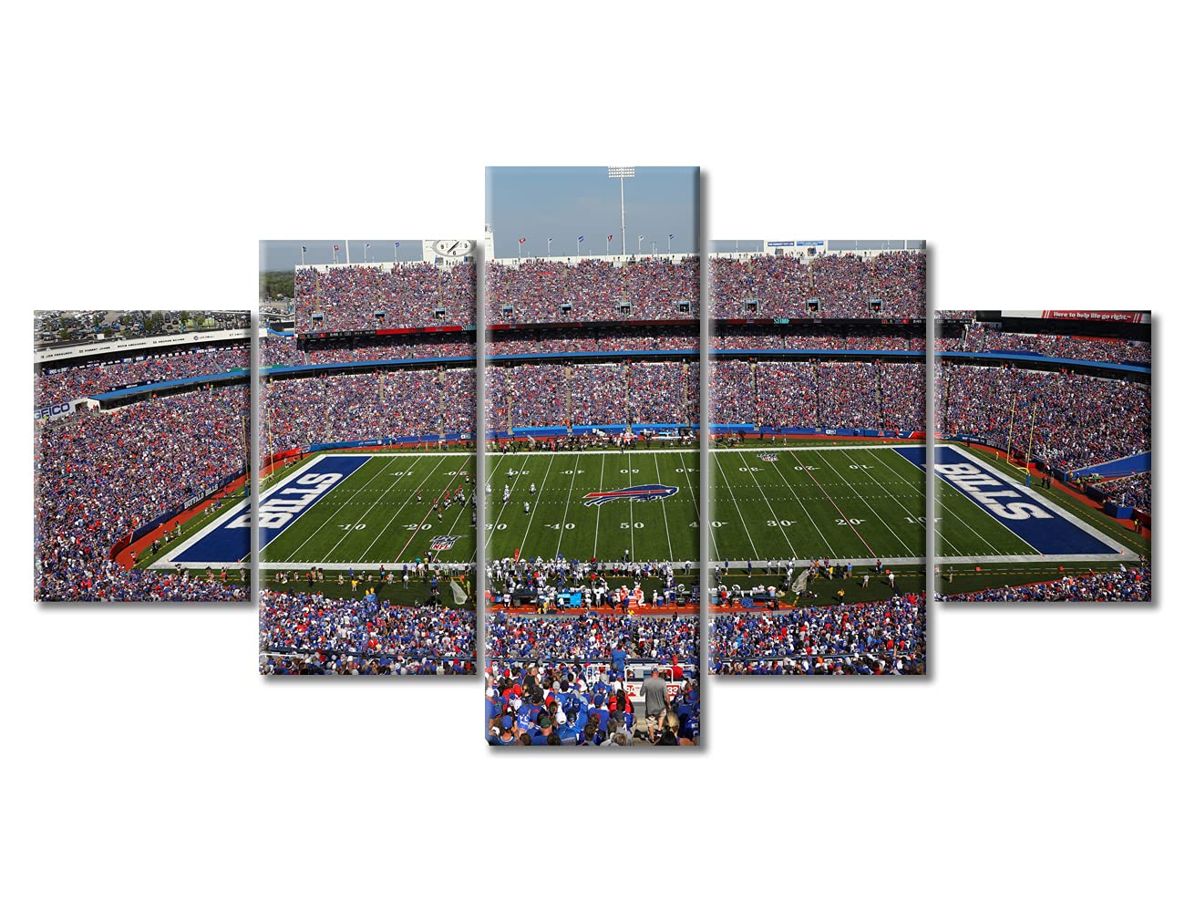 TUMOVO 5 Panel Wall Art American New York Football Poster on Canvas Framed Art Sport Paintings Home Decor Buffalo Sports Stadium Artwork Picture Giclee Print for Modern Home Decoration, 60" Wx32 H