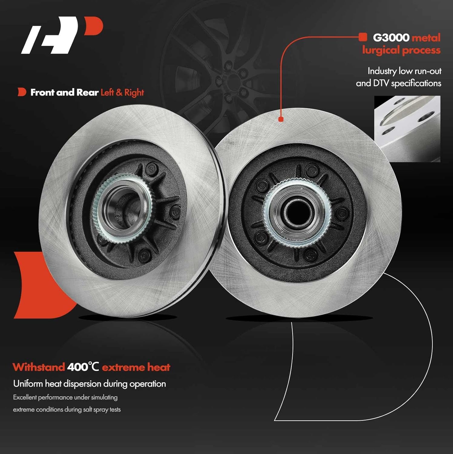A-Premium 10.28 inch (261mm) Front Vented Disc Brake Rotors Compatible with Select Ford and Mazda Models - Ranger 1998-2001, B2500/B3000/B4000 1998-2000, 2WD, 2-PC Set