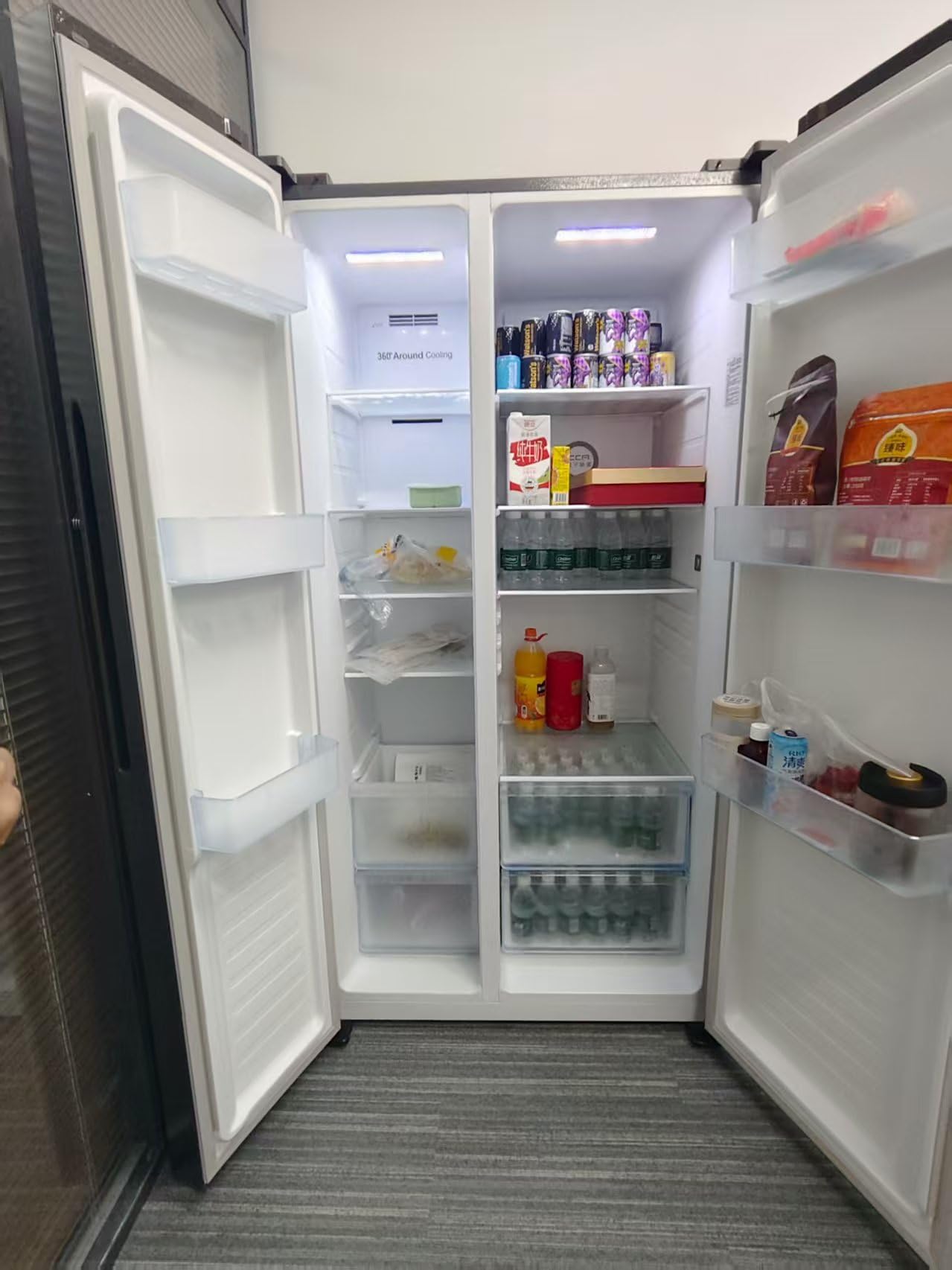 Hallsmart French Door Full Size Counter Depth Refrigerator with Freezer Drawer, 21 cu ft, black on Fridge.com