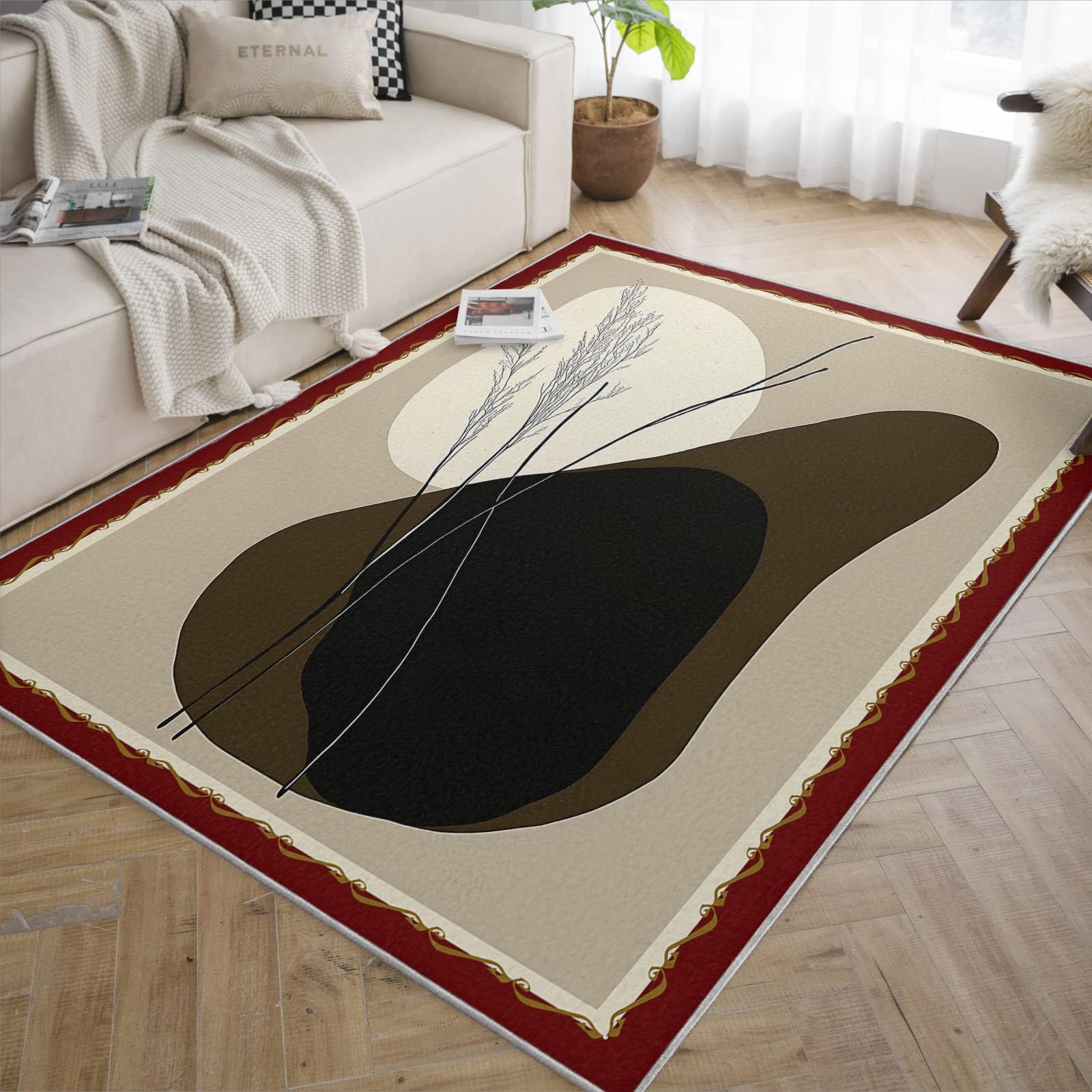 Dywan z połowy wieku 60 x 120 cm cienki nadający się do prania abstrakcyjna geometria drukowane kolorowe klocki dywan skandynawski wystrój wycieraczka do salonu przy łóżku