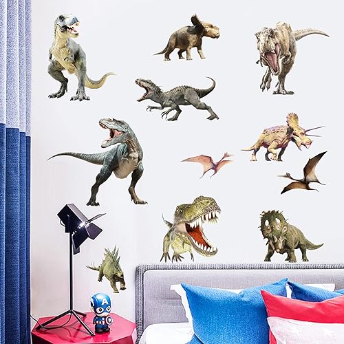 Miniatura 5 de Calcomanías de pared de dinosaurio para habitación de niños calcomanías de pared extraíbles de dinosaurio para dormitorio de niños guardería sala de