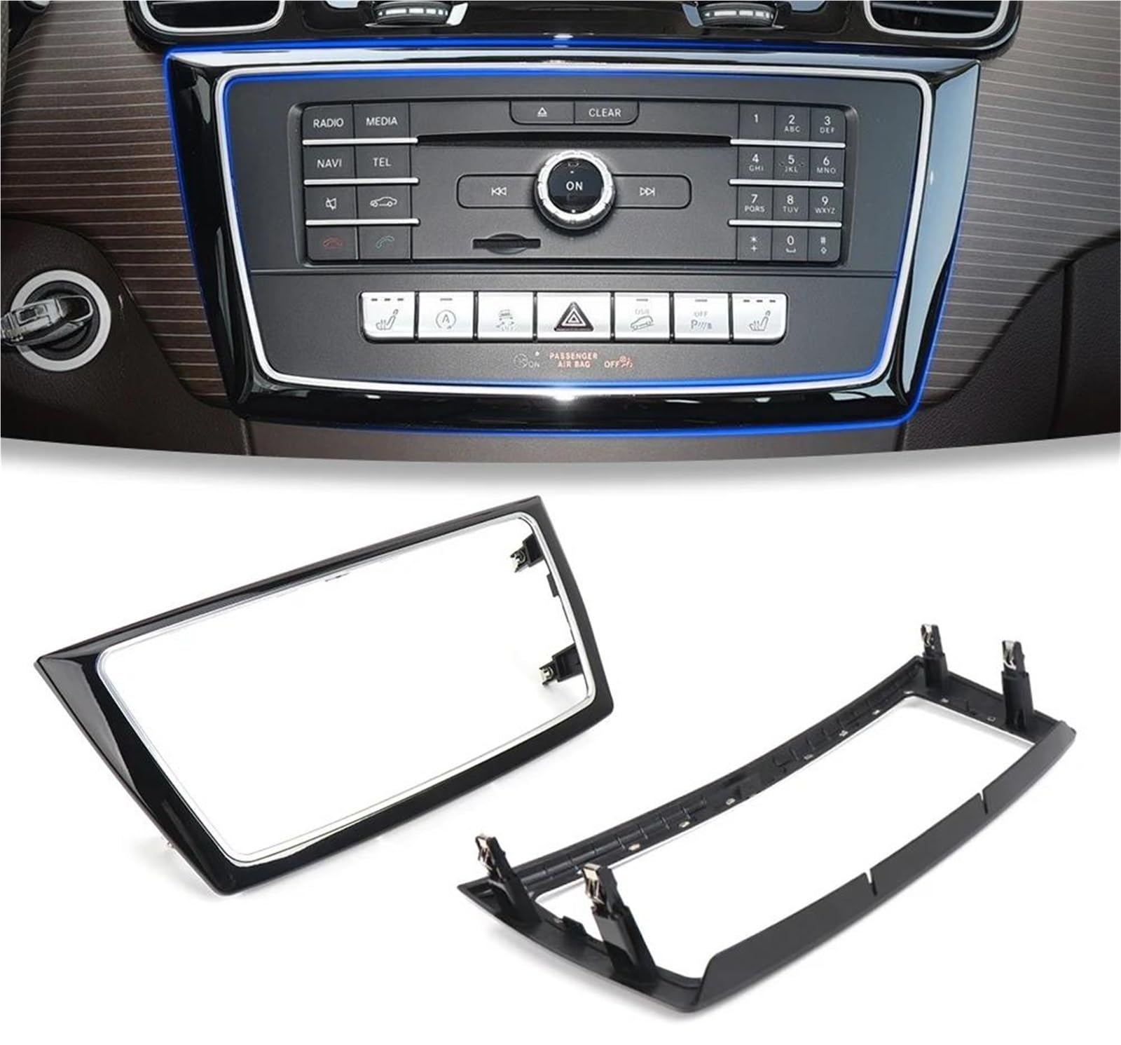Per Mercedes Per Benz W166 W292 Console Centrale Aria Condizionata Pannello CD Copertura Trim Cornice Decorativa Audio Rifiniture interne per auto | Copertura del pannello CD dell'aria condizionata della console centrale, design autoadesivo, aderisce all'