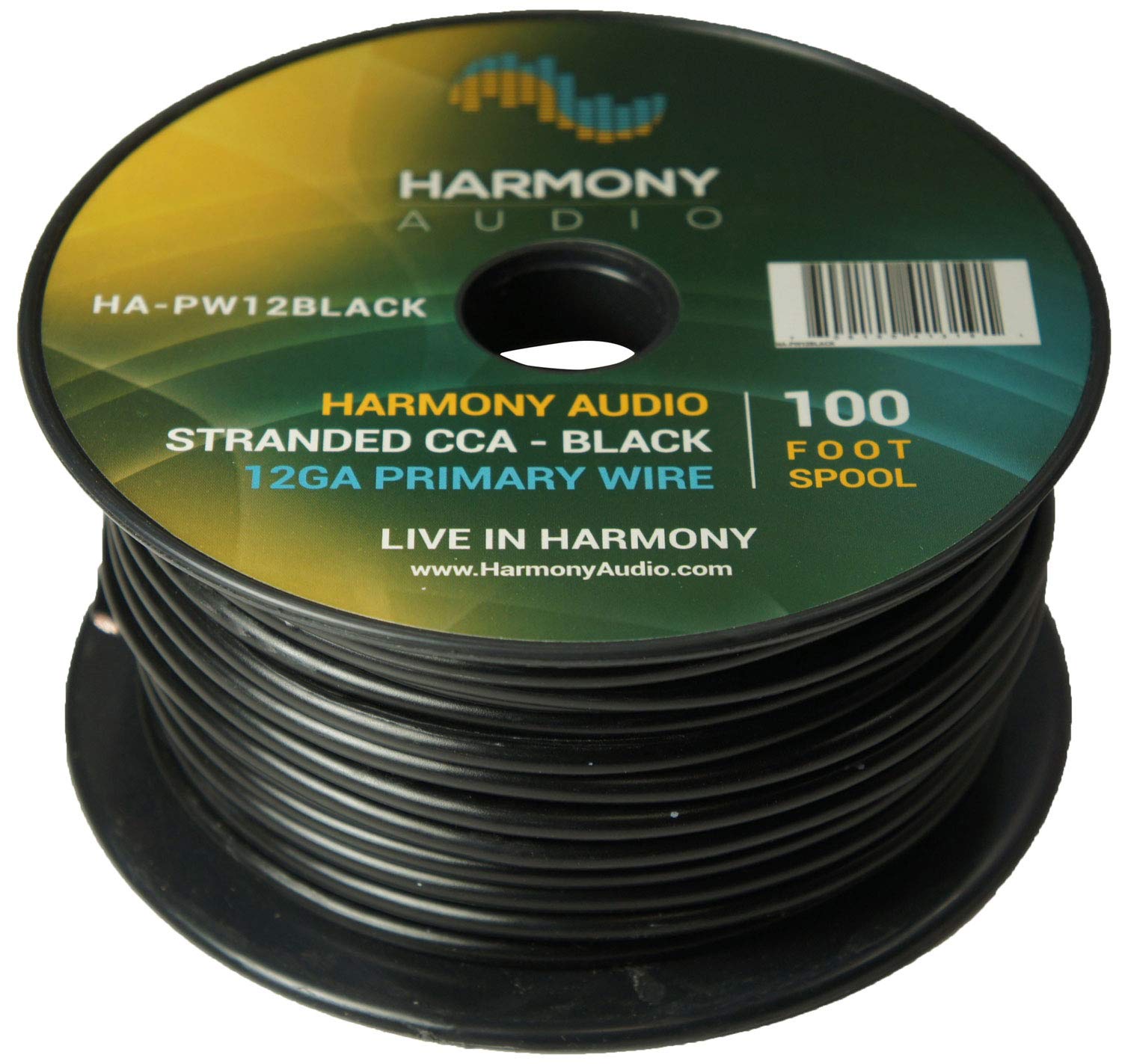 Harmony Audio HA-PW12BLACK Primary Single Conductor 12 Gauge Black Power or Ground Wire Roll 100 Feet Cable for Car Audio/Trailer/Model Train/Remote