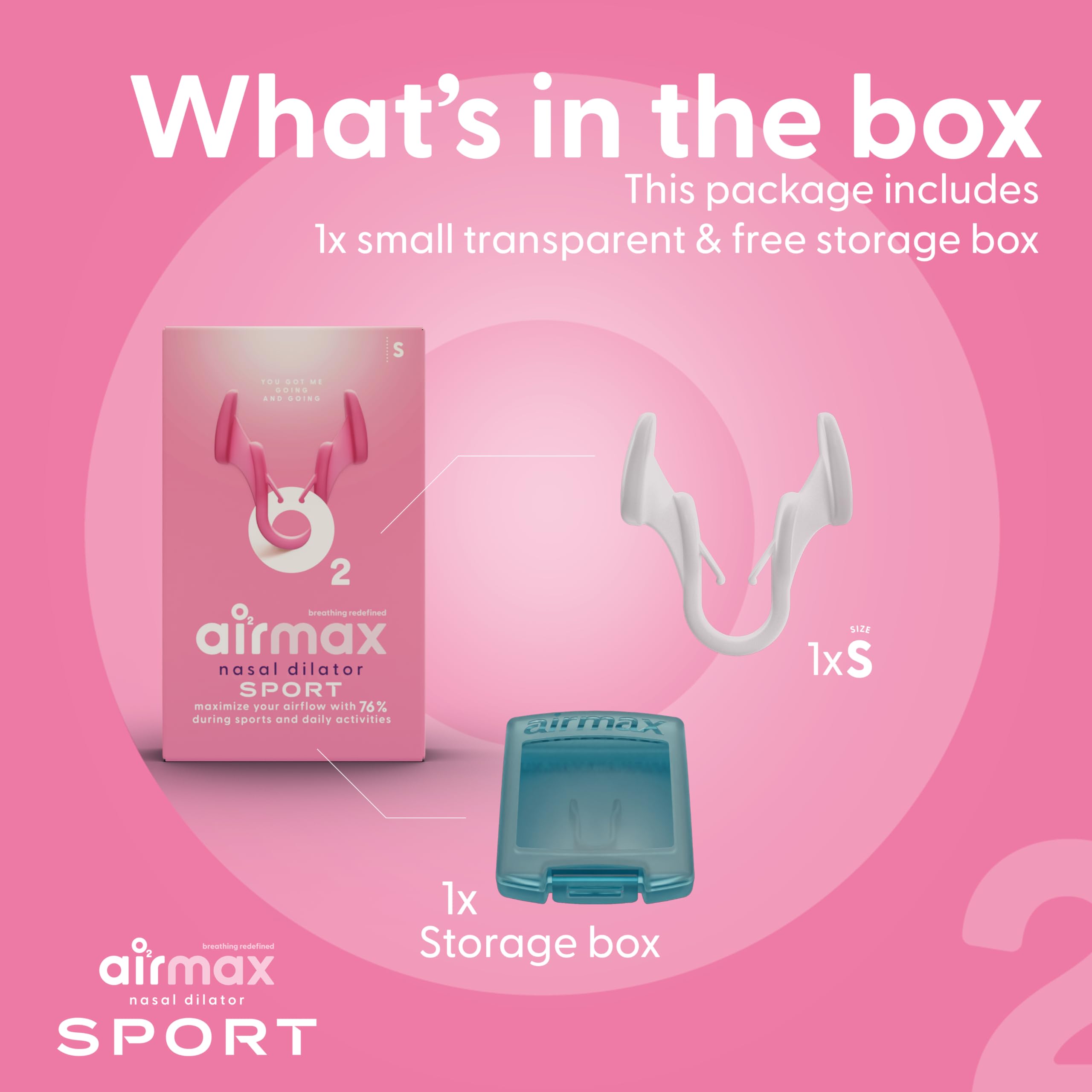 Airmax Unisex Sport Rozszerzacze Nosowe Jedno Opakowanie - Łatwa, Bezpieczna i Wygodna Pomoc w Oddychaniu - Poprawia Przepływ Powietrza - Przezroczyste - Małe
