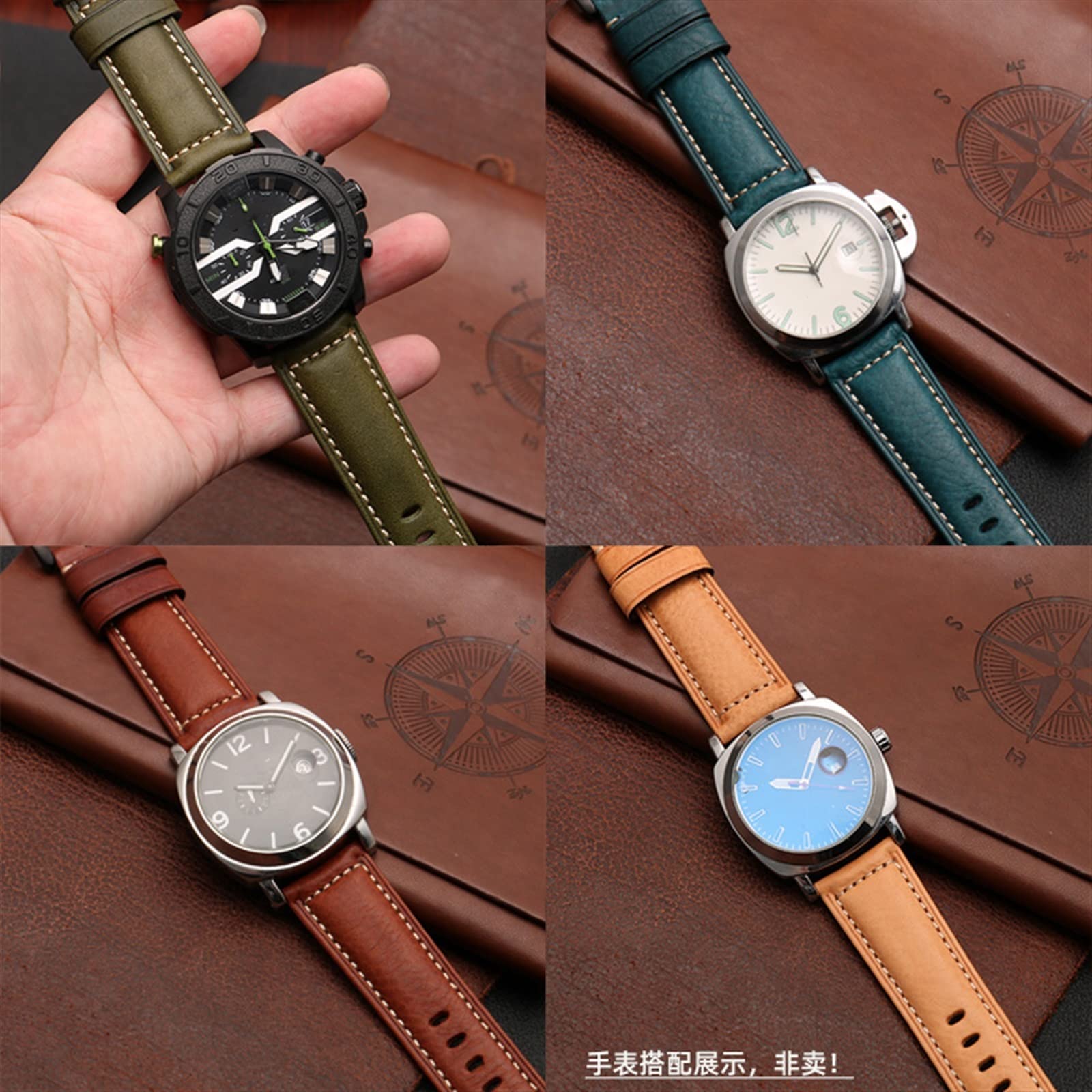 Cinturino in pelle da uomo, adatto per Panerai, Seiko, Citizen, Jeep, cinturino in pelle italiana da 22 mm, 24 mm, 26 mm