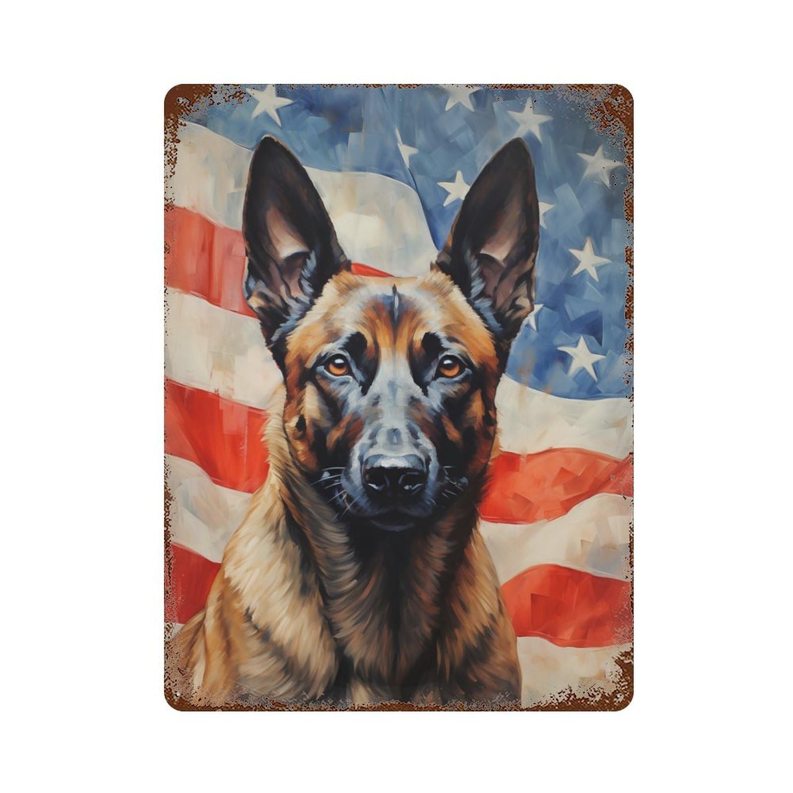 Belgian Malinois Rusty Metal Tin Sign 15.7"x11.8", for Shed, Workshop And Garage Wall Decor, Novelty Wall Decor