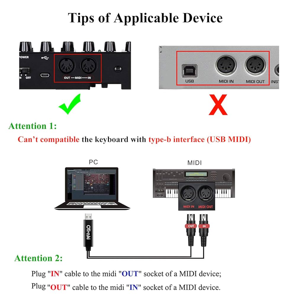 Usb Interface To Midi Converter Music Keyboard Piano Usb Connector Music Studio