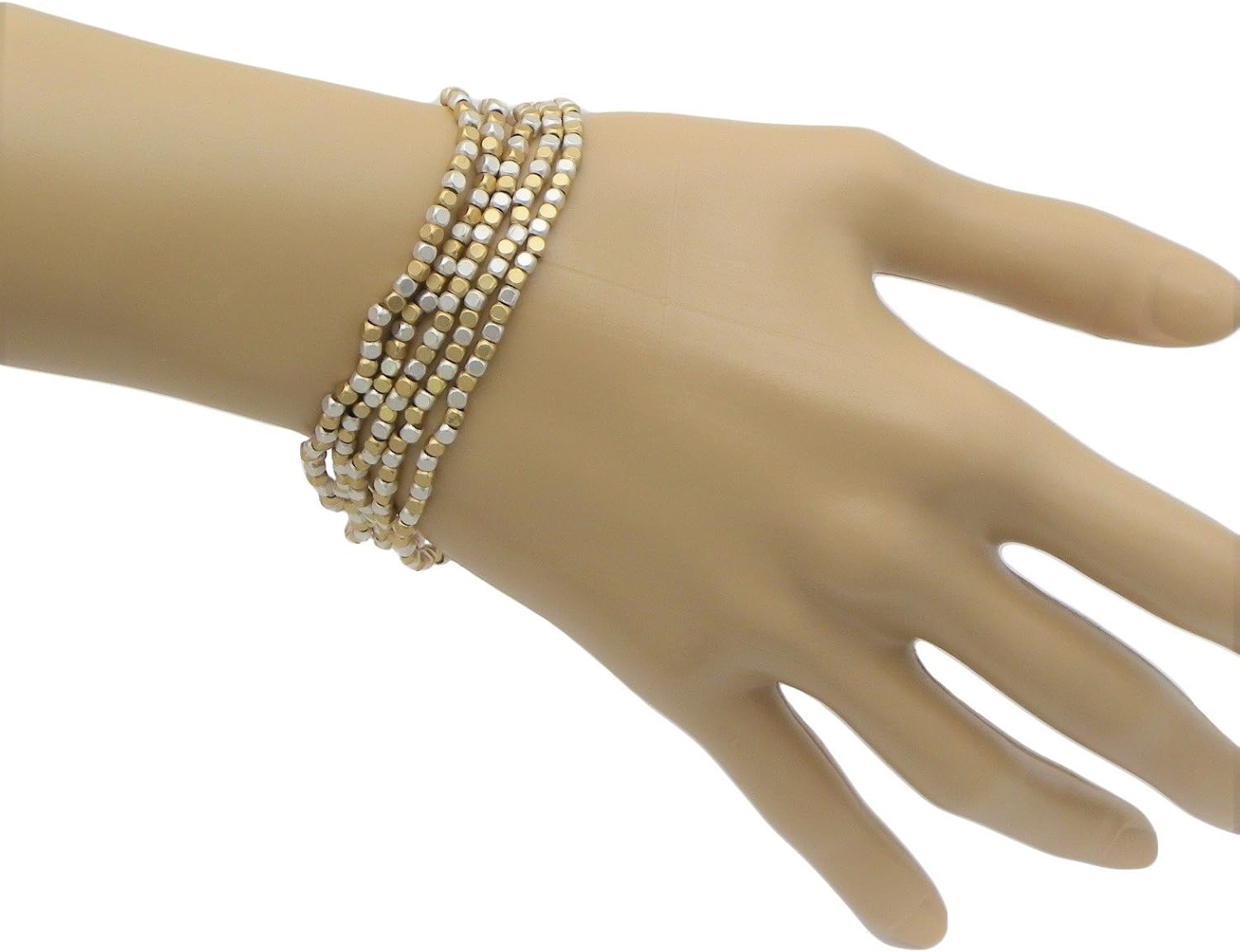 Rosemarie Collections Women's Chic Set Of 5 Seed Bead Nugget Stretch Bracelet, 6.75"