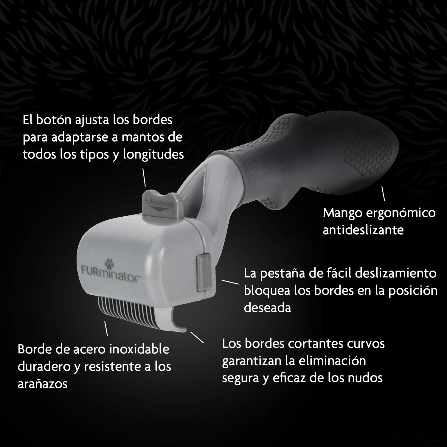 FURminator Dematter para perros y gatos elimina el pelo apelmazado con seguridad y facilidad, transparente