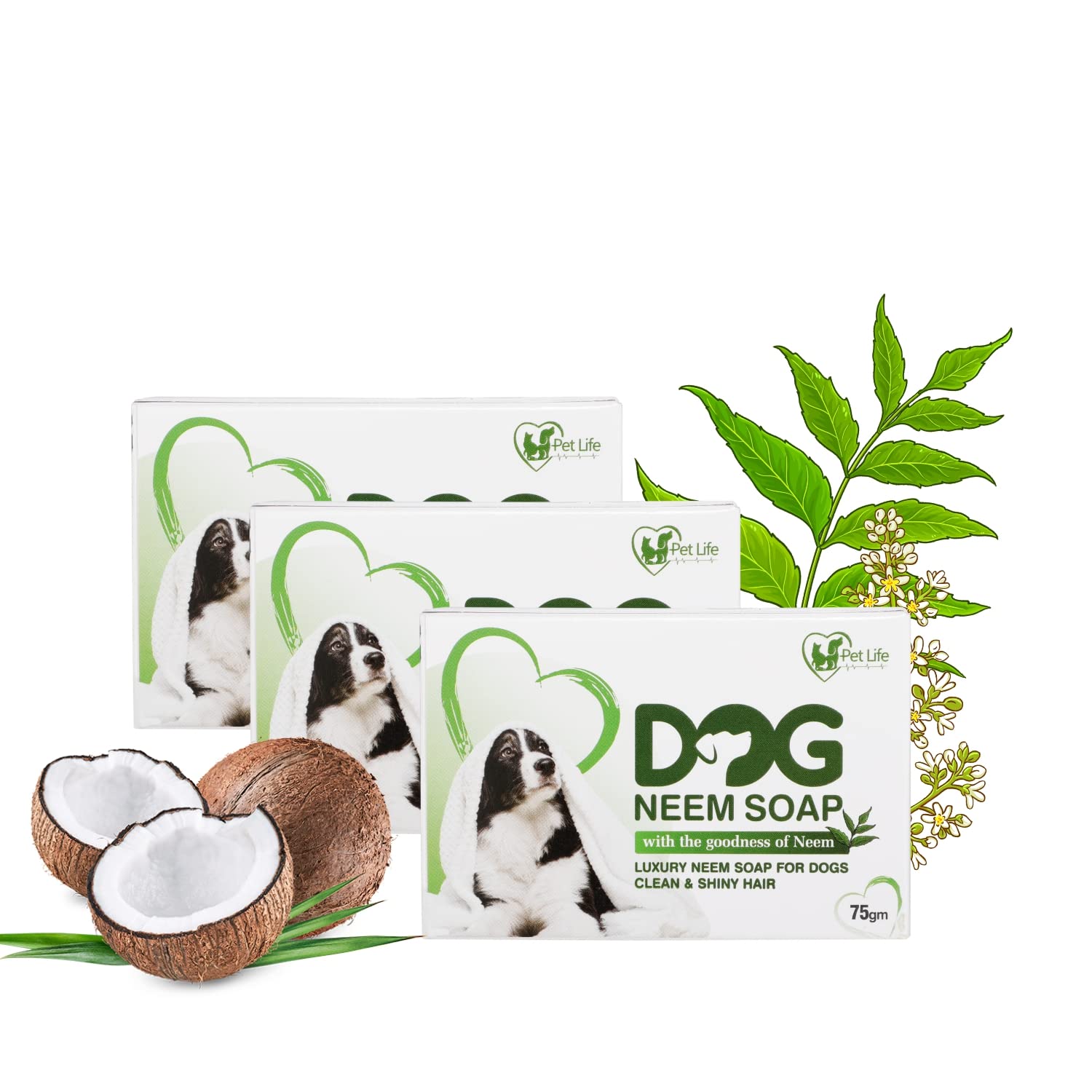 Pet Life Organic Luxury Neem Soap for Dog’s Clean and Shiny Hair - Effective for Anti Allergic/Anti Fungal/Anti Bacterial– Safe & Effective Pet Friendly Formula for All Dog Breeds - 75 Gm (Pack of 3) (B09SZLFR74) Amazon Price History, Amazon Price Tracker