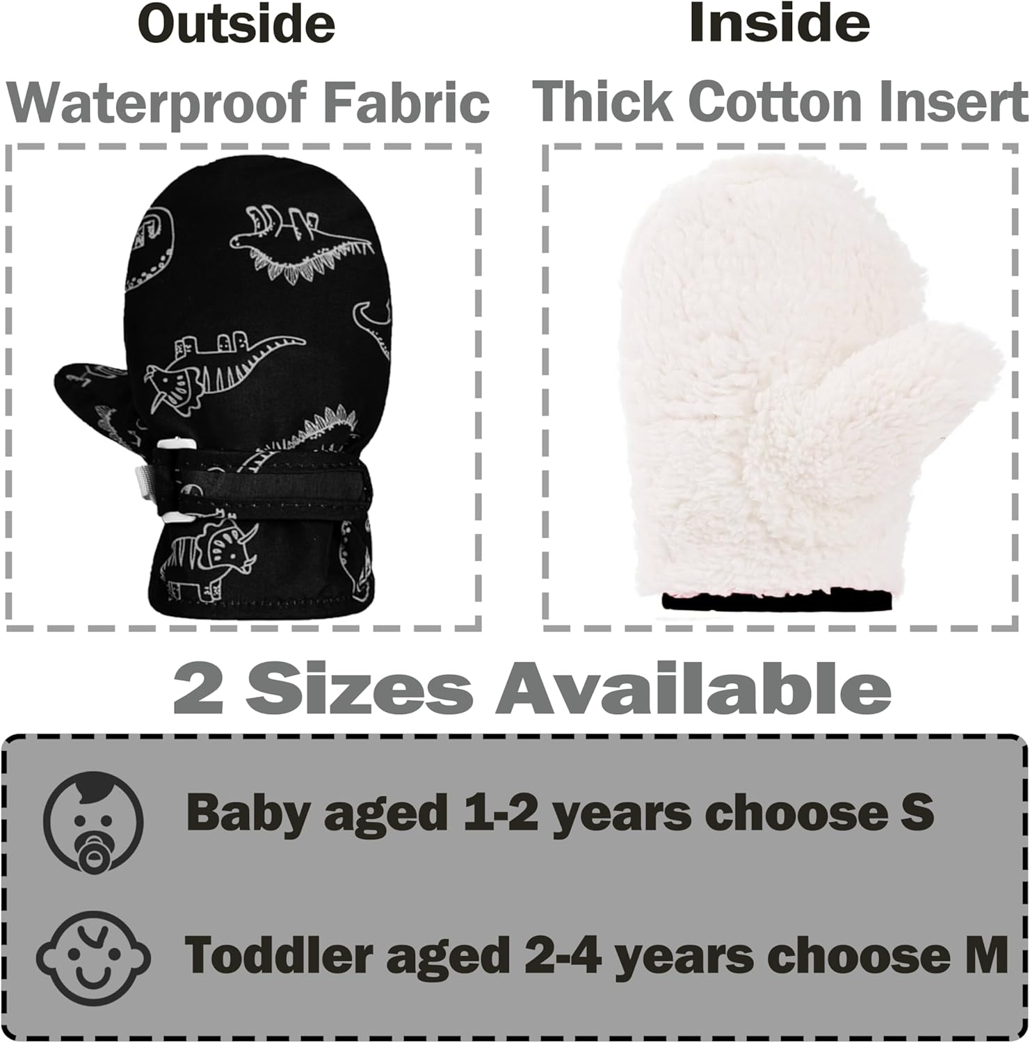 YMYDYFC Toddler Mittens 2 Pack Baby Waterproof Gloves Toddler Snow Gloves Kids Winter Mitten For Boy Girl Kids Ski Mitten - Image 4