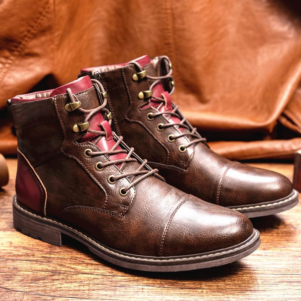 CHUUMEE Men's Boots Men's Casual Boots Motorcycle Combat Ankle Dress Boots