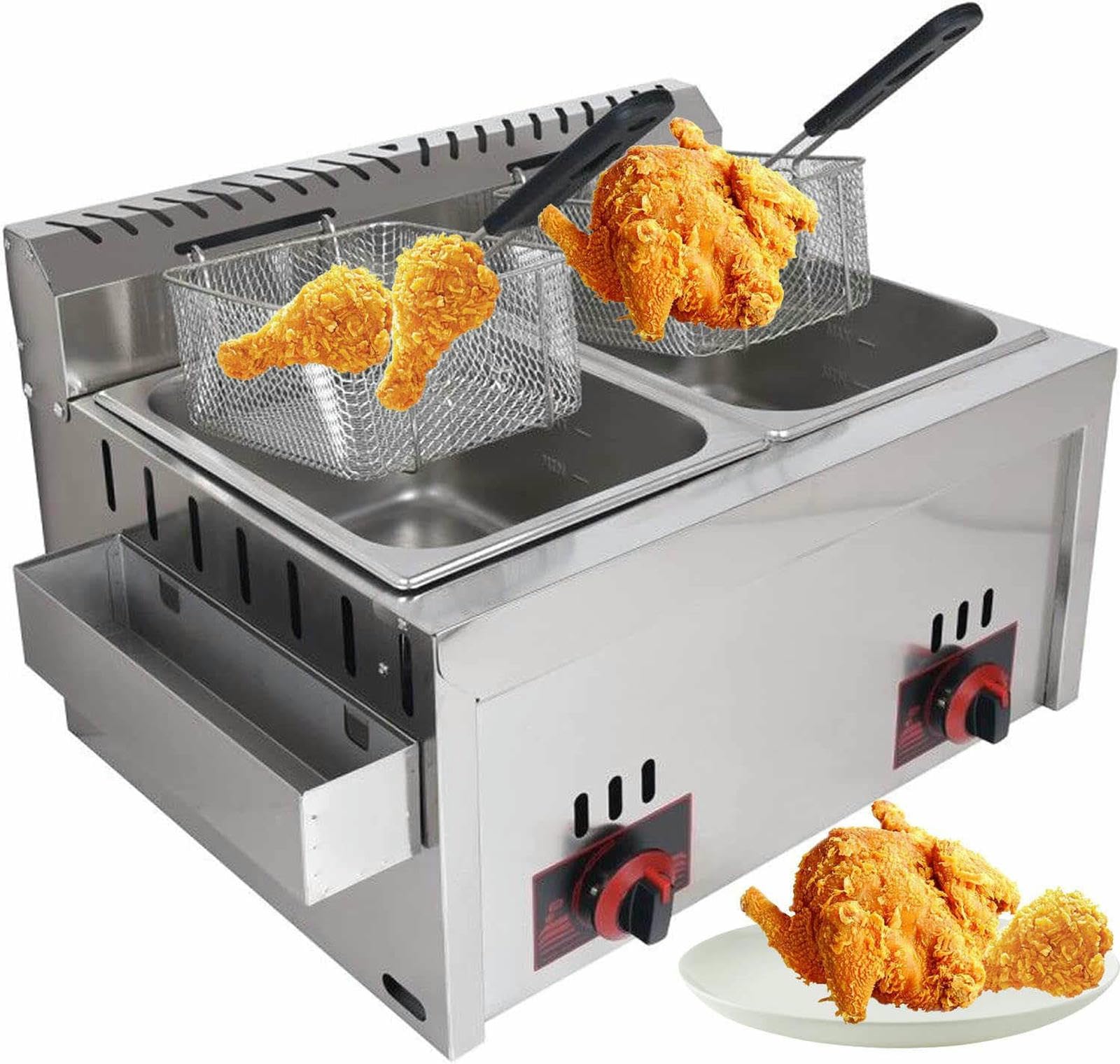 Fryer À Gaz Commercial, Friteuse D'équipement De Restauration Professionnelle, pour Frites Poulet Frit