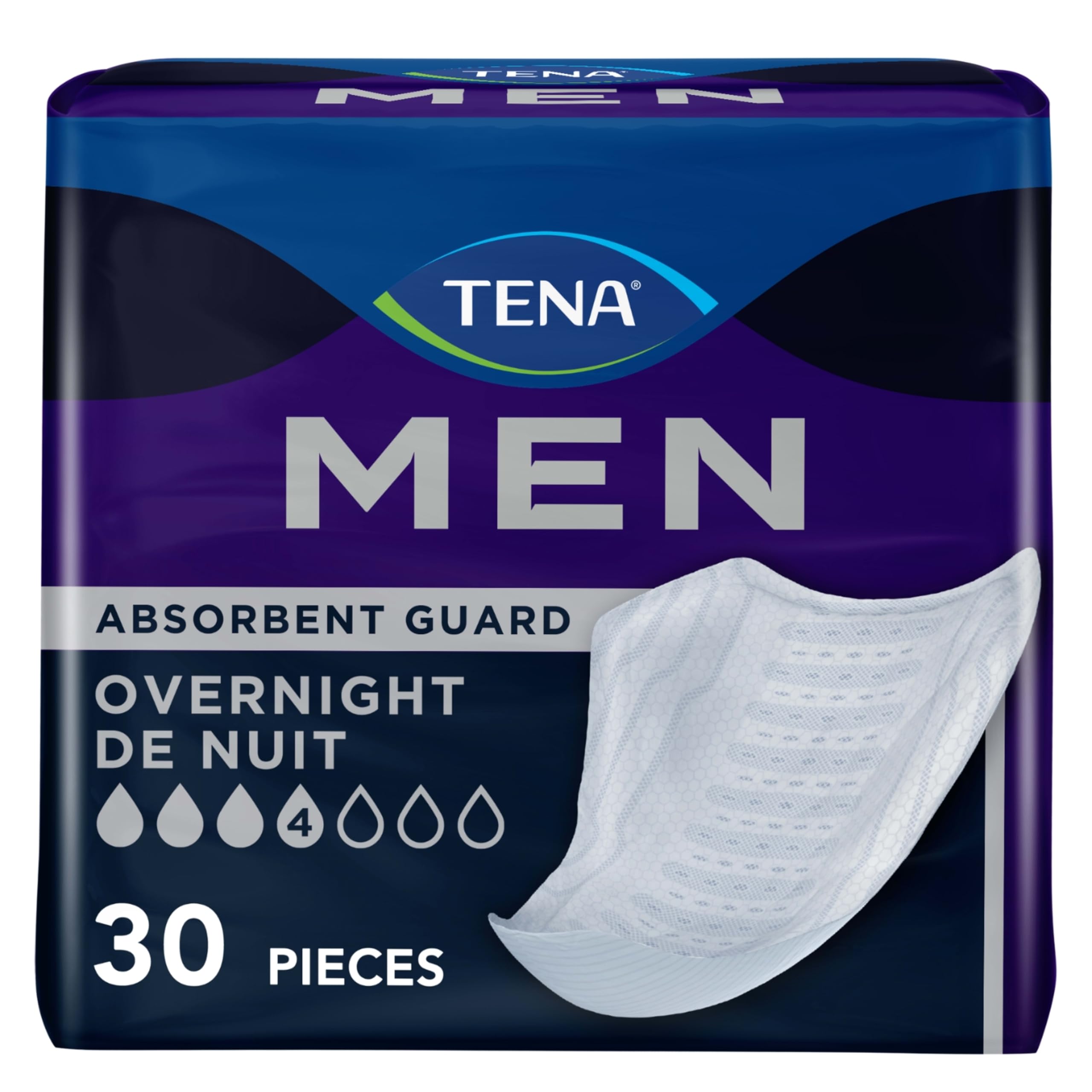 Photo 1 of Tena Men Overnight Incontinence Protective Guard, Bladder Control, Discrete, Overnight Absorbency, 30 Count