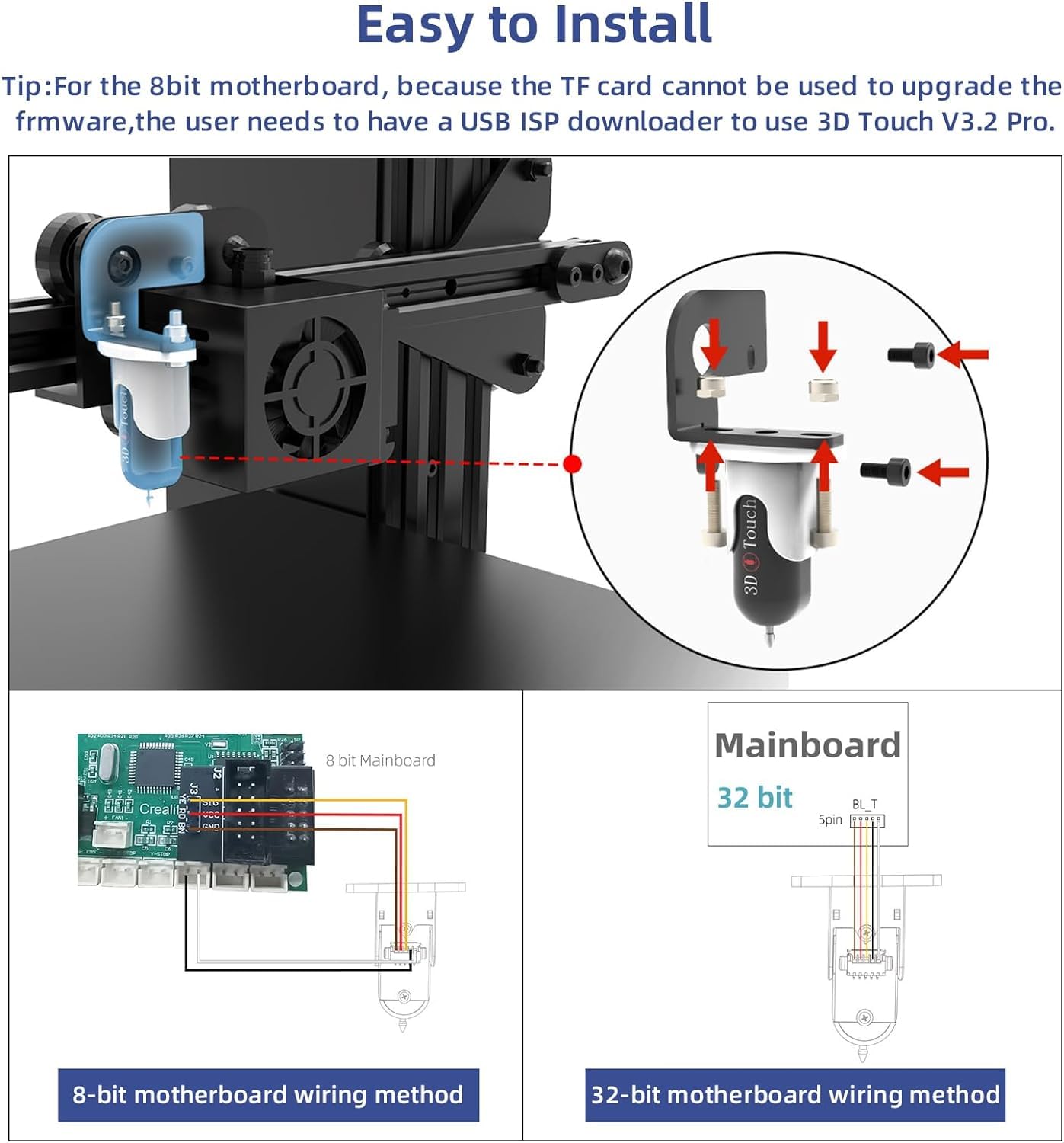 GIANTARM 3D Touch V3.2 Pro – Auto Level Sensor Für Ender 3, CR-10 & Mehr, Inkl. Montagesätze & Kabel