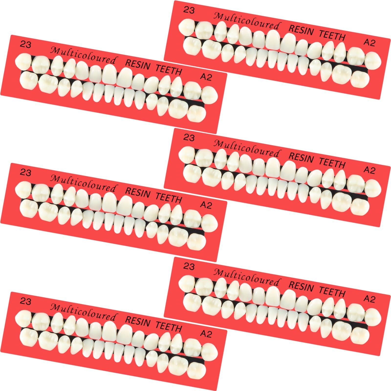 BBTO 6 Sets Acrylic Resin Fake Teeth artificial teeth Denture Replacement tooth prop Synthetic Resin Denture for Replacement, 112 Pieces, 23 A2