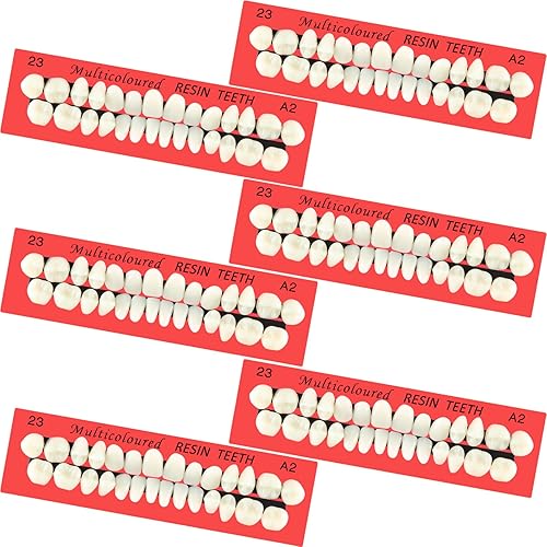 BBTO 6 Sets Acrylic Resin Fake Teeth artificial teeth Denture Replacement tooth prop Synthetic Resin Denture for Replacement, 112 Pieces, 23 A2