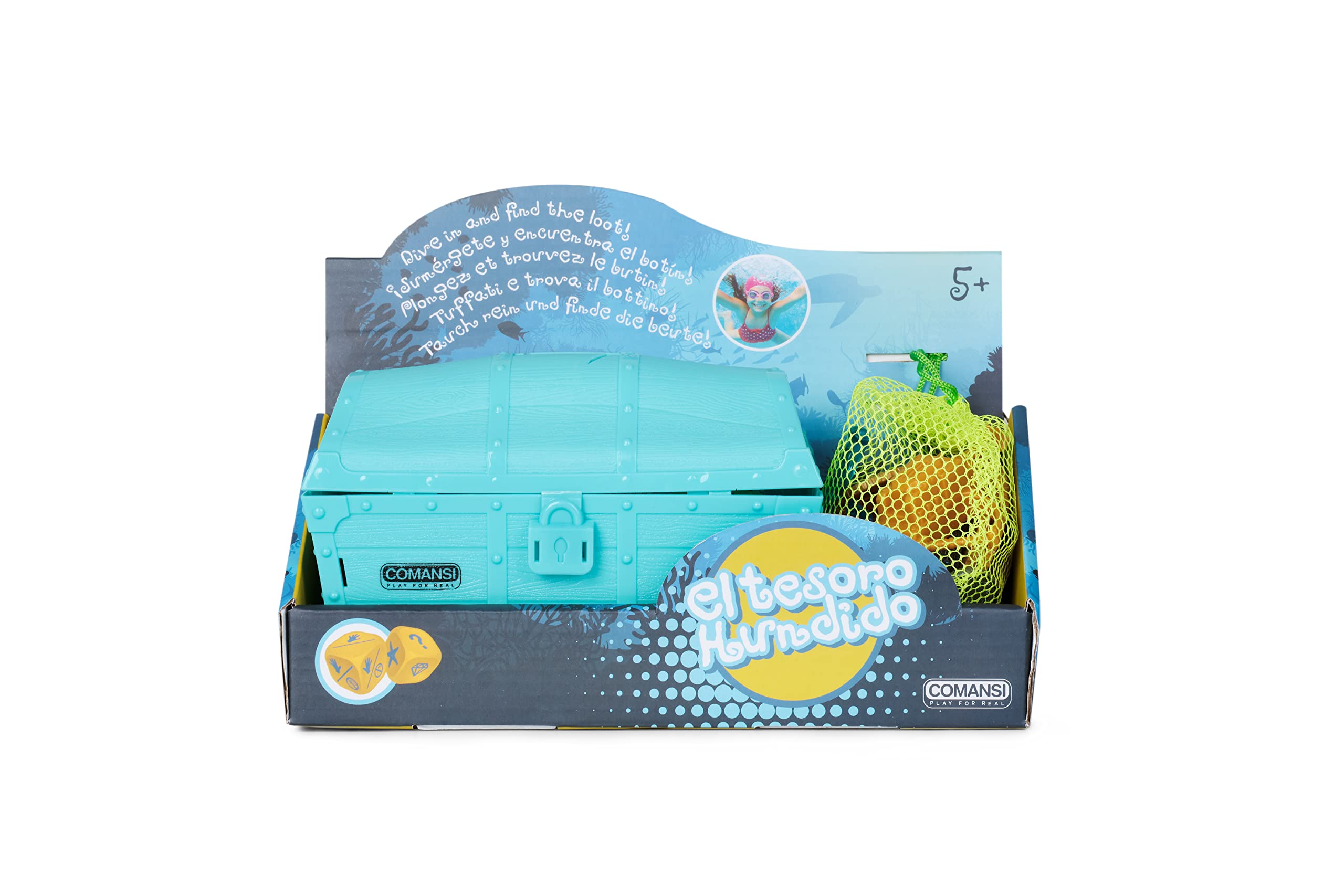 Sunken Treasure - Pool Game with Foam Dice and Treasure Pieces - Find the Treasure and Overcome the Challenges! Comansi.