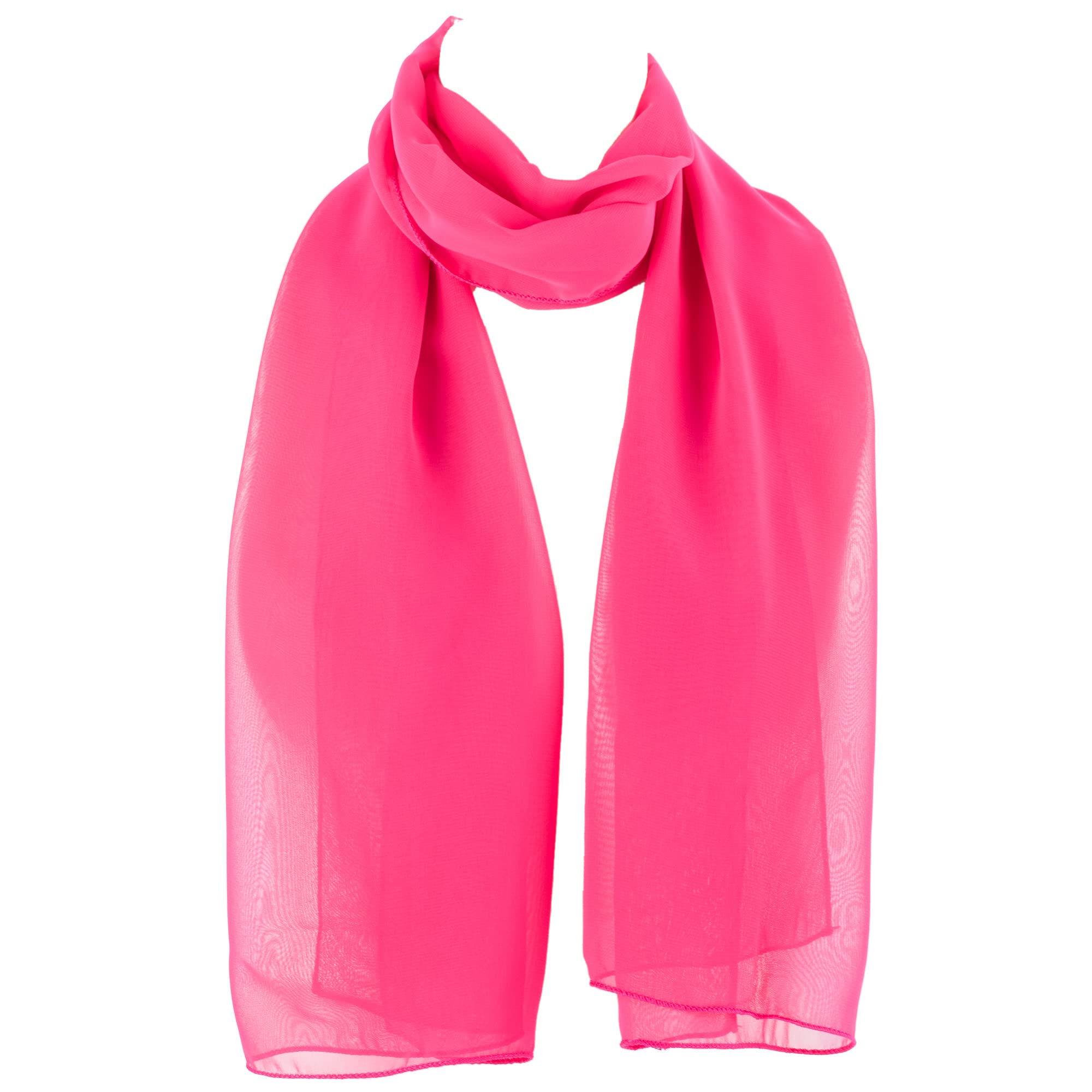 Hat To Socks Women's Fuchsia ’S Premium Korean Made Chiffon Scarf – Lightweight Sheer Fashion Wrap, Soft Elegant Shawl For All Seasons (Fuchsia)