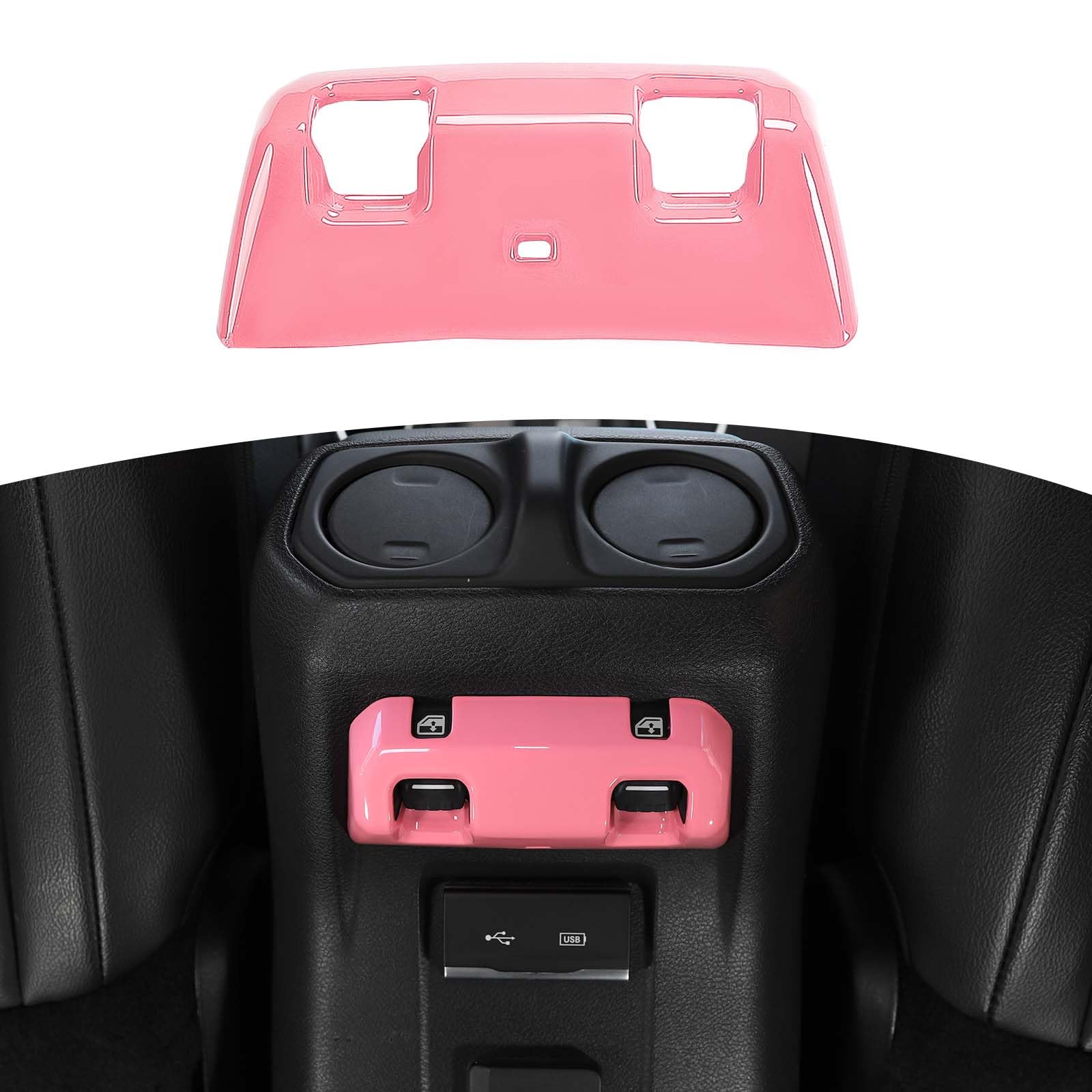 RT-TCZ for Jeep JLU Rear Power Window Switch Trim Cover for Jeep Wrangler JLU 2018-Present for Gladiator JT 2020-Present Pink Interior Accessories 4