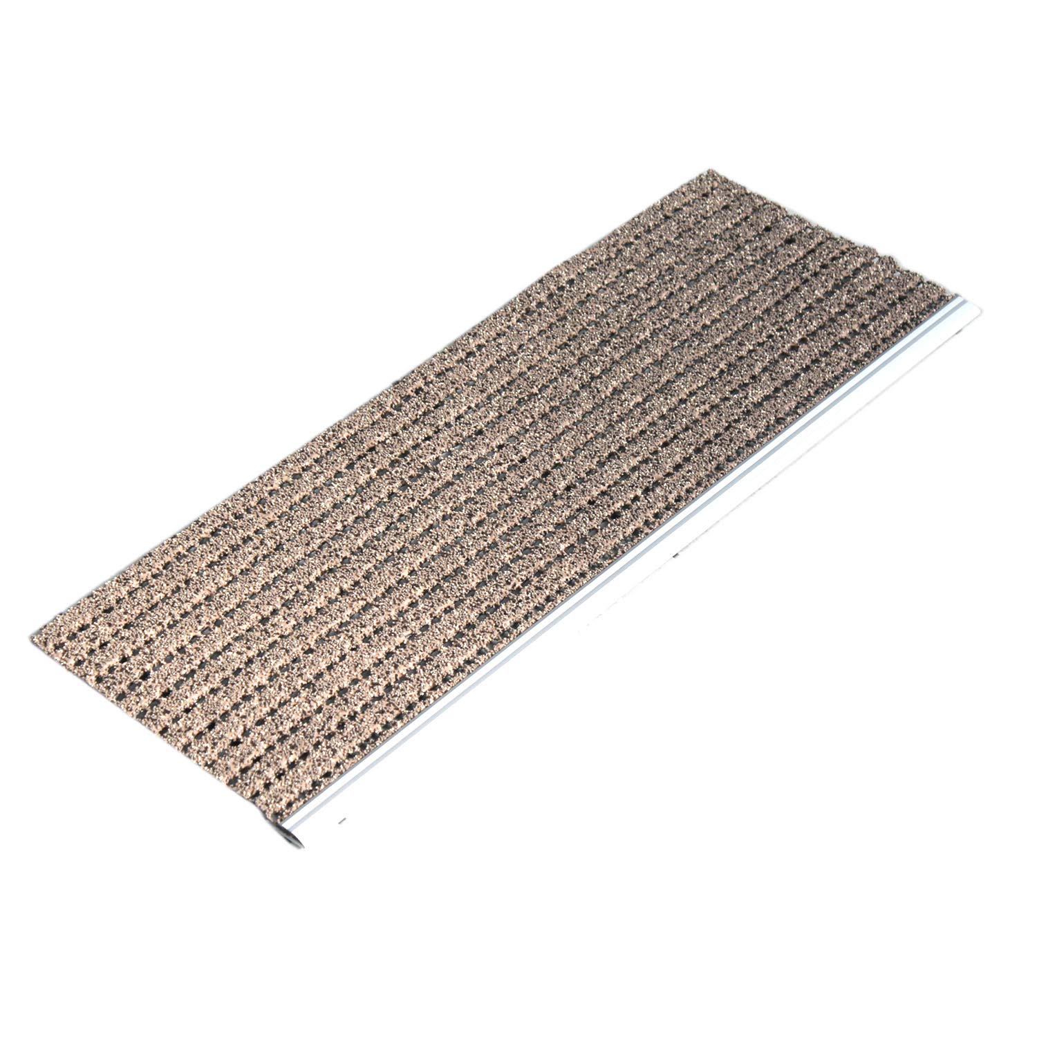 Kettelservice-Metzker Sicherheits-Stufenmatte mit Aluprofil, Antirutschmatte für den Außenbereich Beige 65x24cm, witterungsbeständig
