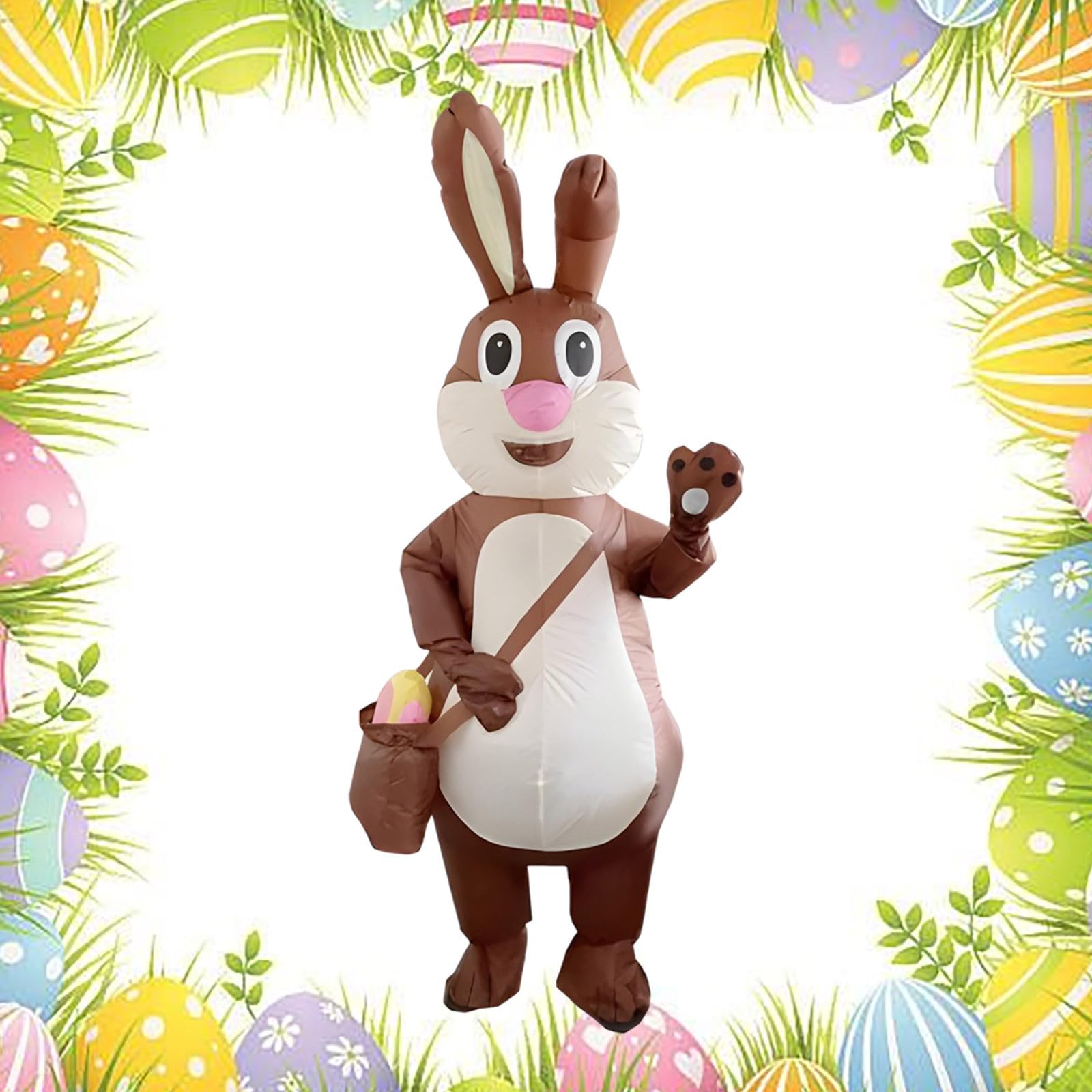 Generisch 2026 Osterkleidung Ostern Geschenke Aufblasbares Osterhasenkostüm Cartoon Ganzkörper Braunes Hasenkostüm Aufblasbar (Brown, One Size)