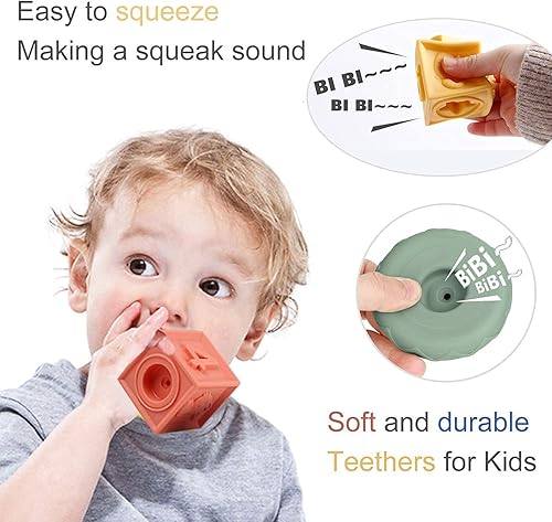 Miniatura 2 de Mini Tudou Juego de juguetes de bloques y anillos apilables para bebés, juguetes educativos de construcción y dentición, juguetes educativos para