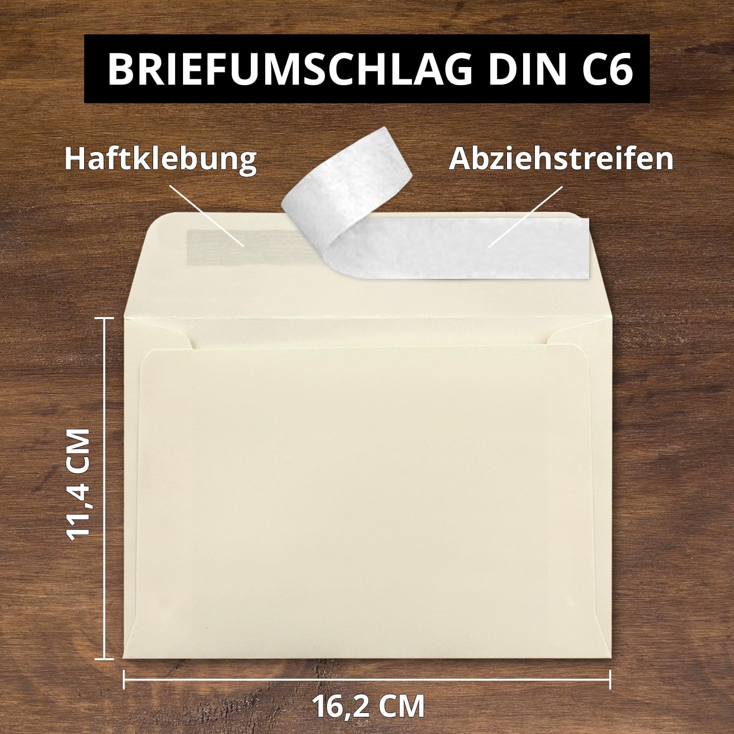 Kolorowe koperty C6 11,4 x 16,2 cm z klejem. 300 Umschläge 81-Vanille
