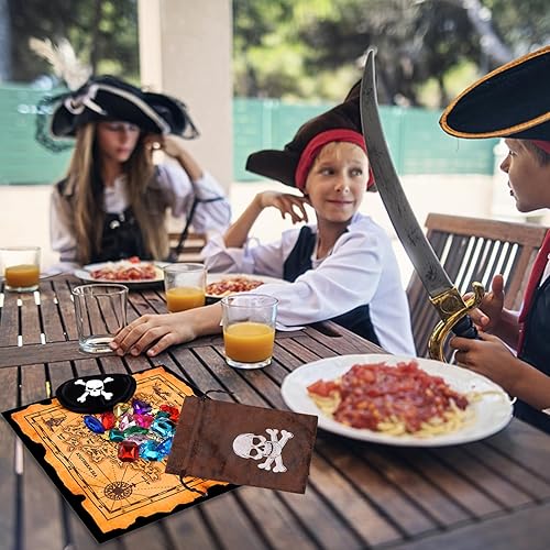 Miniatura 4 de RICHNESS Kids Pirate Treasures with Treasure Map and Pirate Drawstring Bag Toy Gems Pack de 150