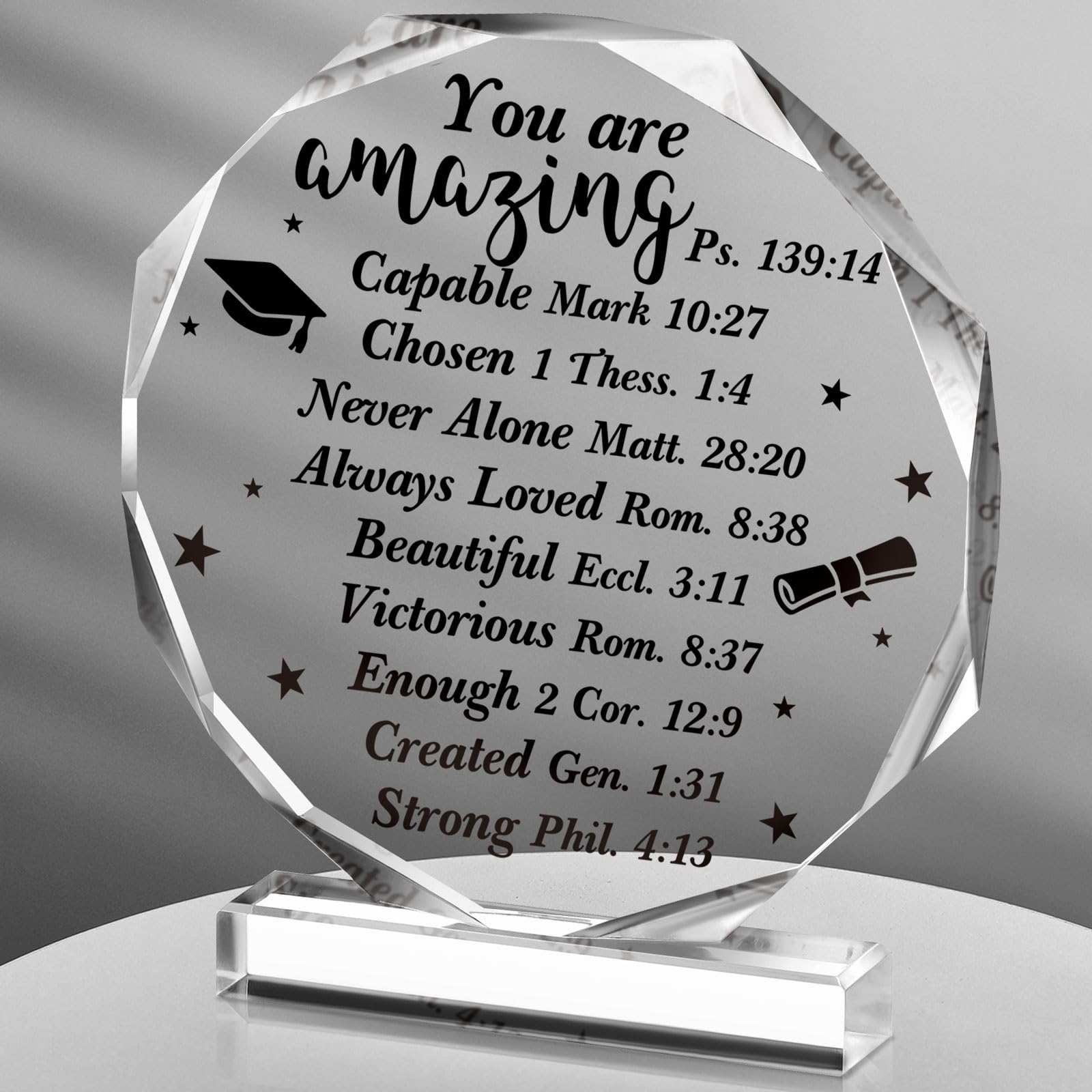 Jetec 2026 Graduation Christian Inspirational Acrylic Gifts for Women Her Him College High School Grad Gifts Acrylic Desk Plaque Graduate Room Decor Friends Desk Decor(Bible)