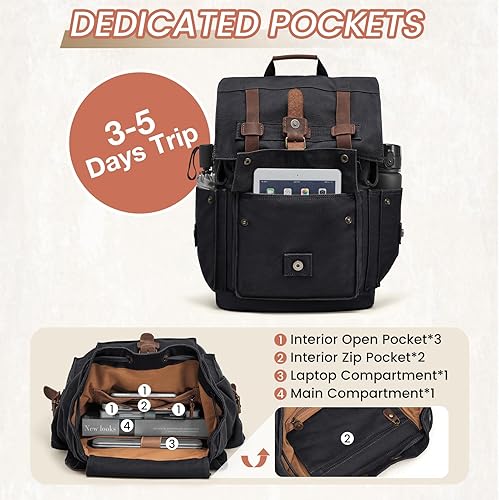 Vista 26 de Mochila Kattee de lona para hombre Verde