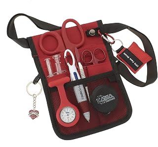 ASA TECHMED Medical Belt Utility Kit, Nurse Pro Pack Pocket Organizer Pouch Hip Bag | EMT, CNA, NP, PA, Student, Nurse Kit (Maroon)