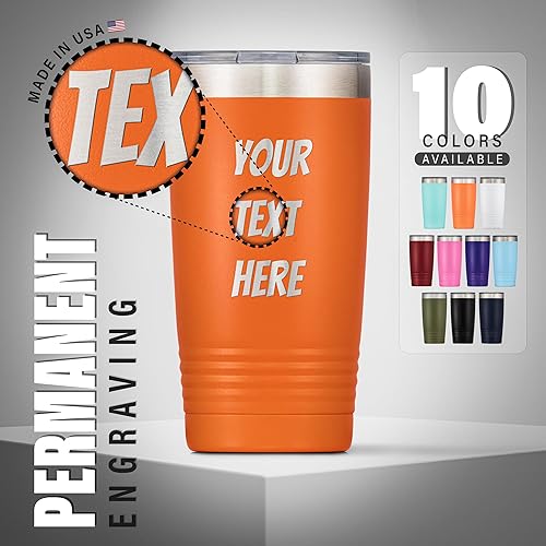Miniatura 8 de Vaso personalizado con texto grabado, vaso de café aislado al vacío de doble pared de acero inoxidable de 20 onzas con tapa deslizante, regalo