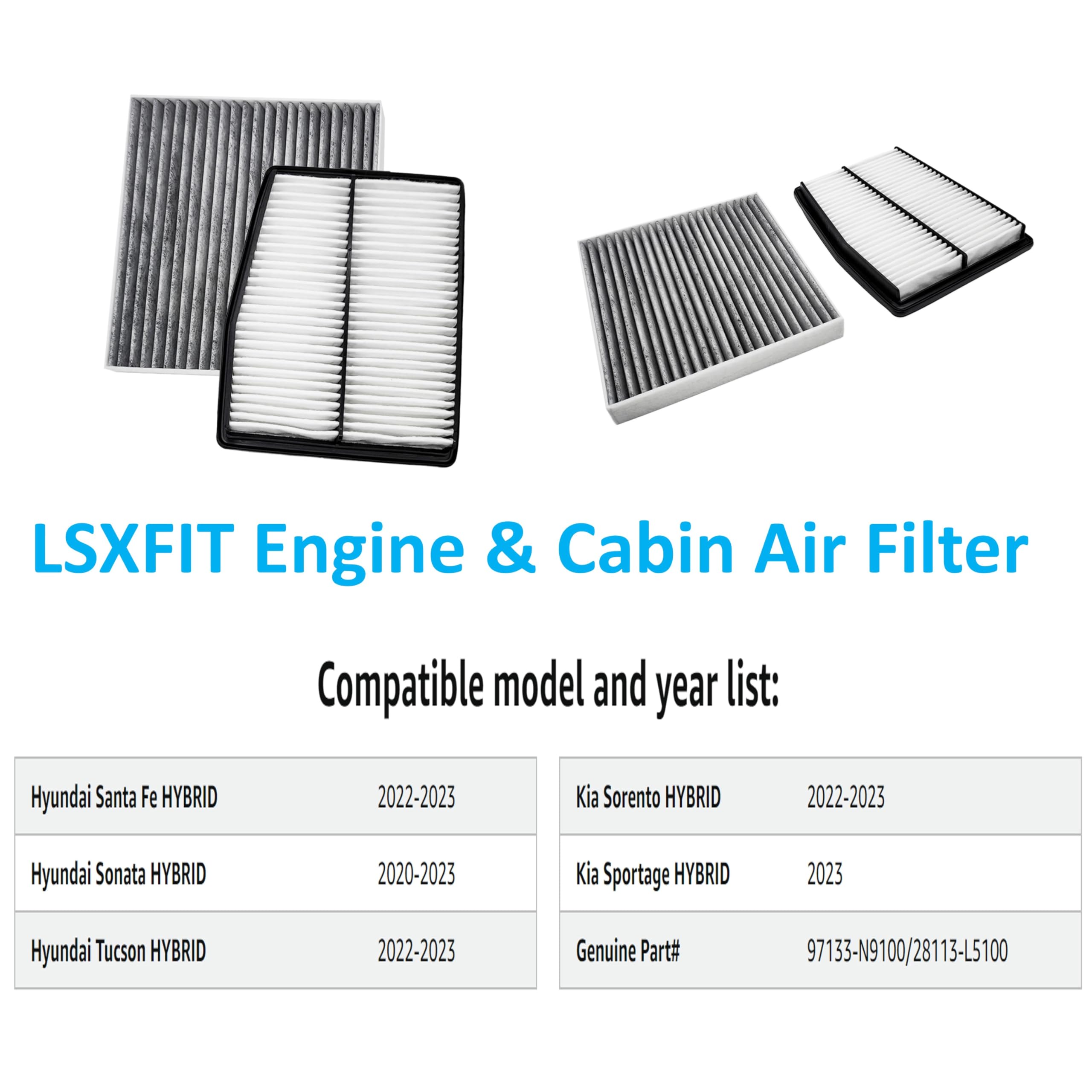 Engine & Cabin Air Filter Combo For Hyundai & Kia Hybrid Models (2020-2023) - Replacement For 97133L1000