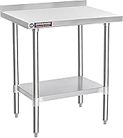 Vista 24 de DuraSteel Carrito de acero inoxidable NSF de 30 x 72 pulgadas, mesa de preparación de alimentos resistente con estante inferior, isla de cocina
