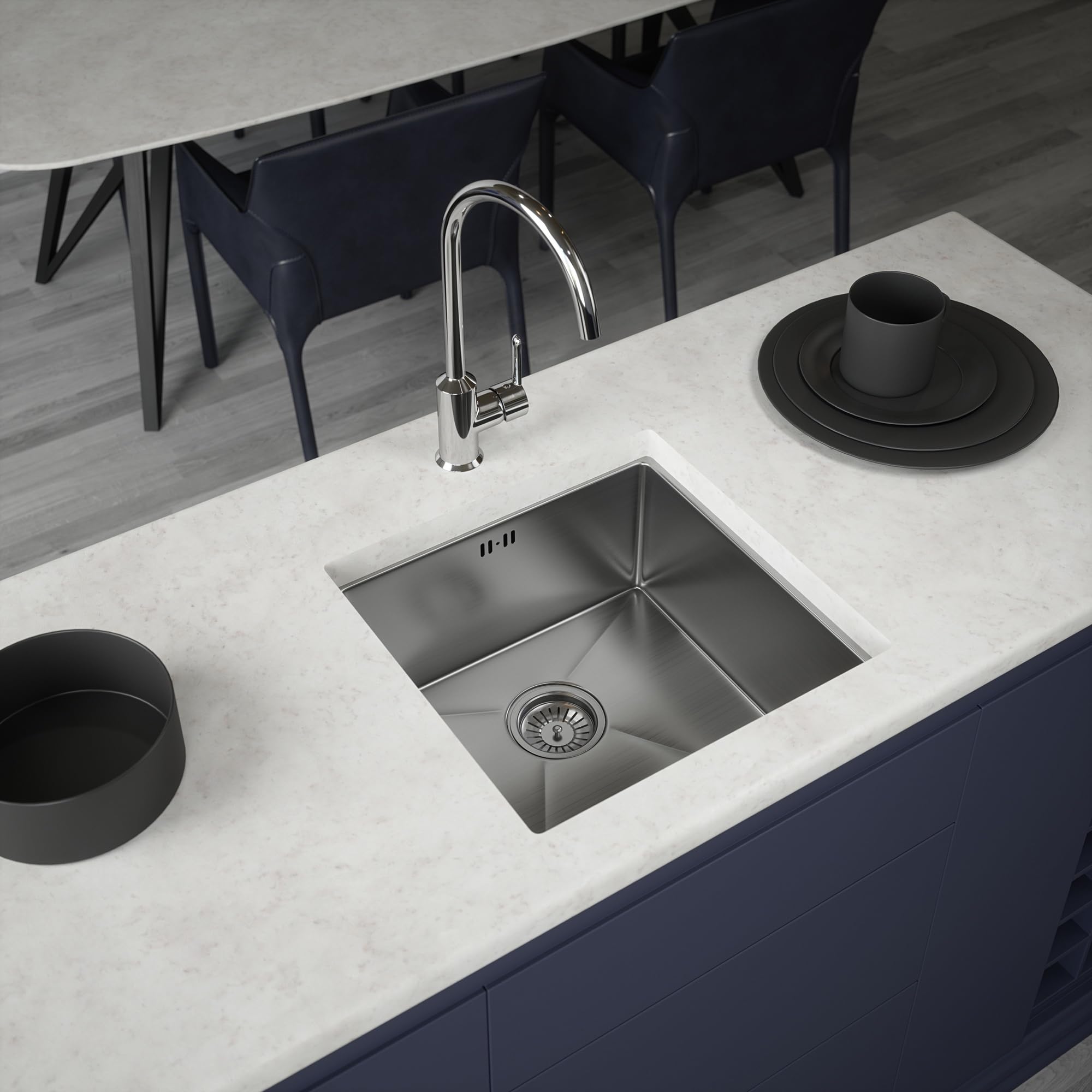 Liquida Brushed Steel El440bs 1.0 Bowl Undermount Kitchen Sink With Waste