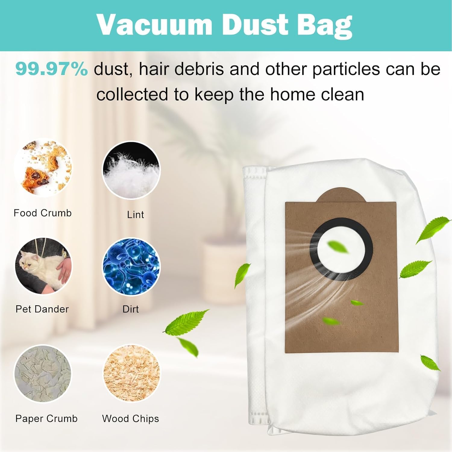 25 Pack Replacement Parts for Lefant M3 Robot Vacuum Cleaner Accessories, 2 Main Brush, 6 Side Brushes, 4 Mop Pads, 6 Filters, 6 Dust Bags,1 Cleaning Brush